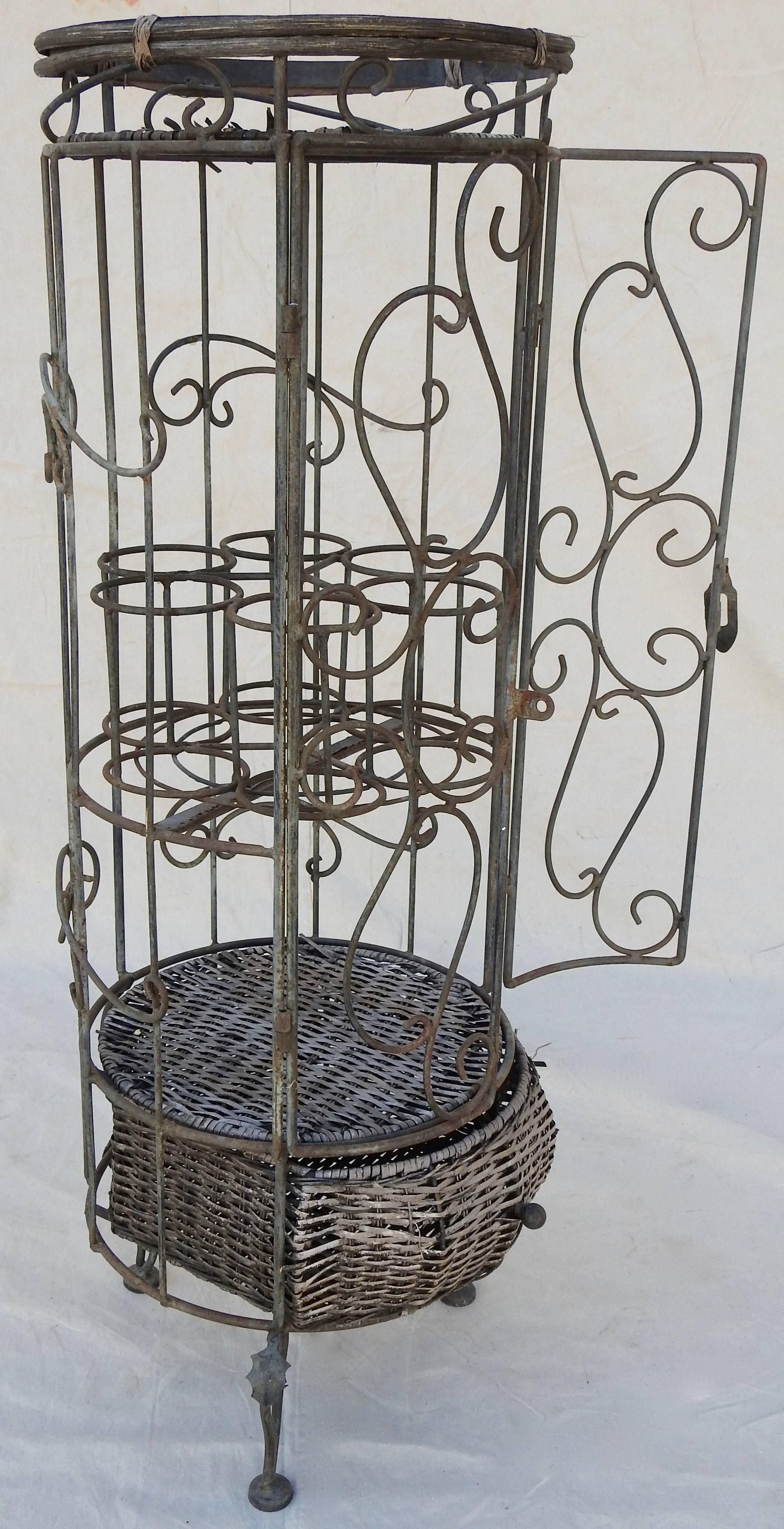 Iron and Wicker Wine Rack, 20th Century For Sale 4