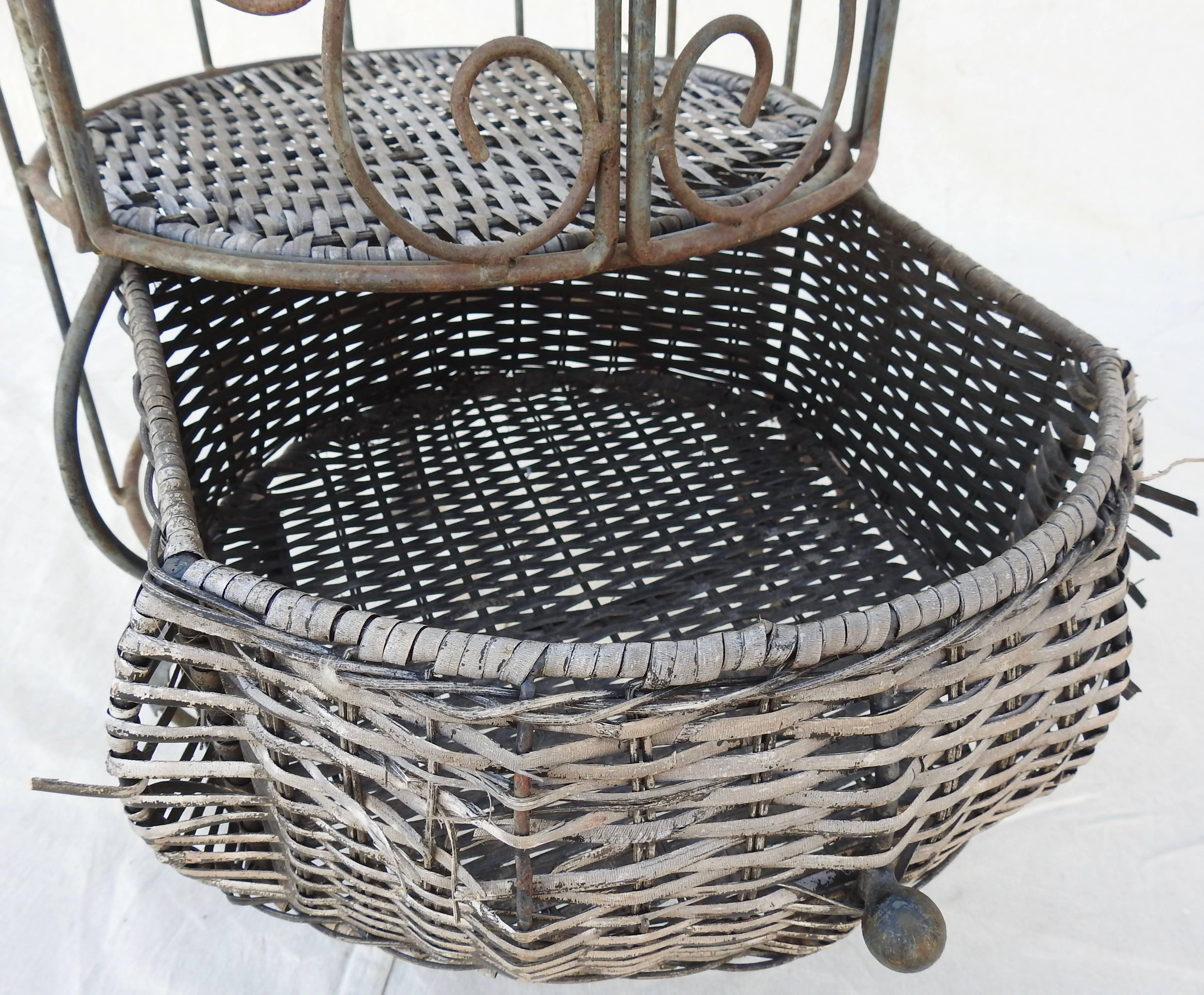 Iron and Wicker Wine Rack, 20th Century For Sale 8