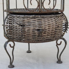 Iron and Wicker Wine Rack, 20th Century