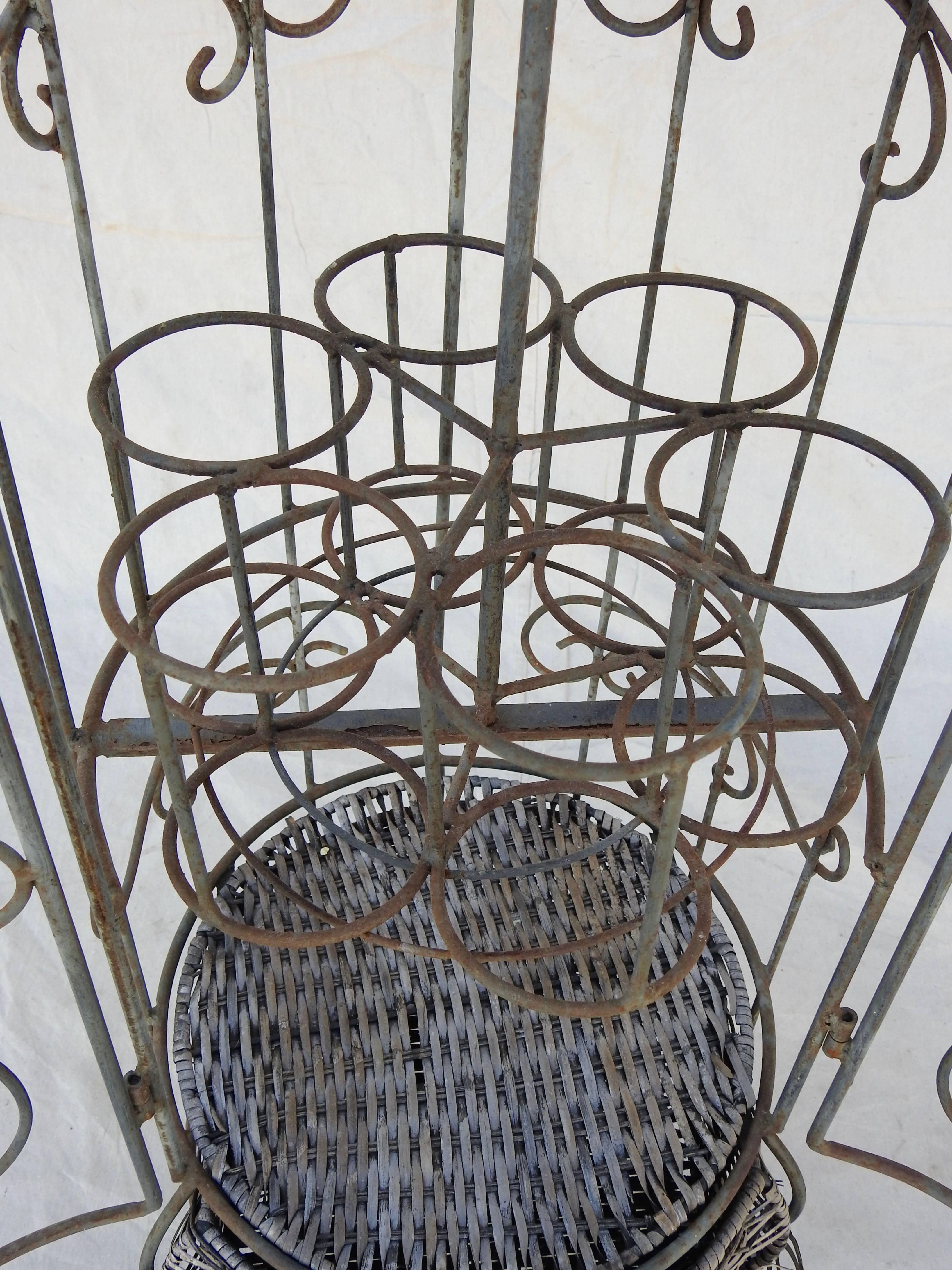 Iron and Wicker Wine Rack, 20th Century For Sale 2