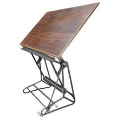 Used Iron and Wood Adjustable Architect's Drafting Desk Table, 1905s
