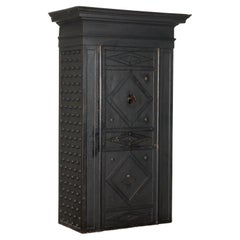 Iron and wood safe with studs and secret lock, Italy