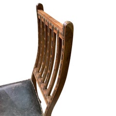 Decorative Iron and Wood Single Chair With Leather Seat, India, 19th Century