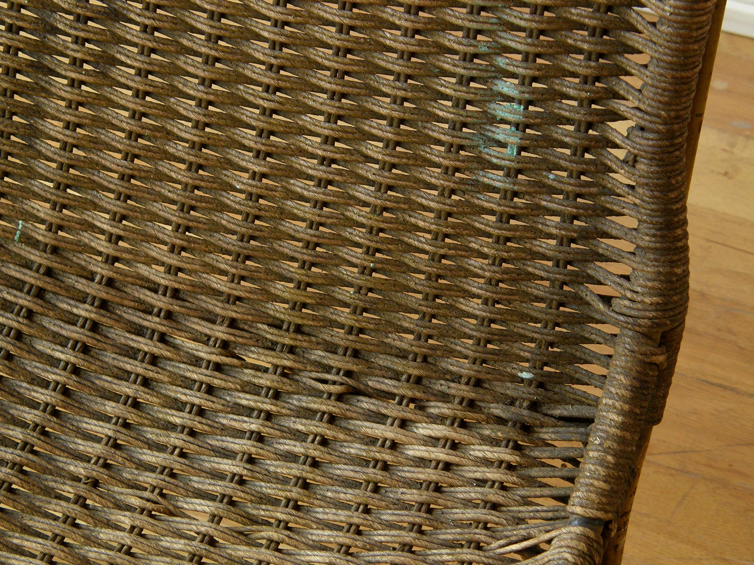 Iron and Woven Rush Pilot or Passenger Seat from a circa 1920s Aircraft For Sale 2