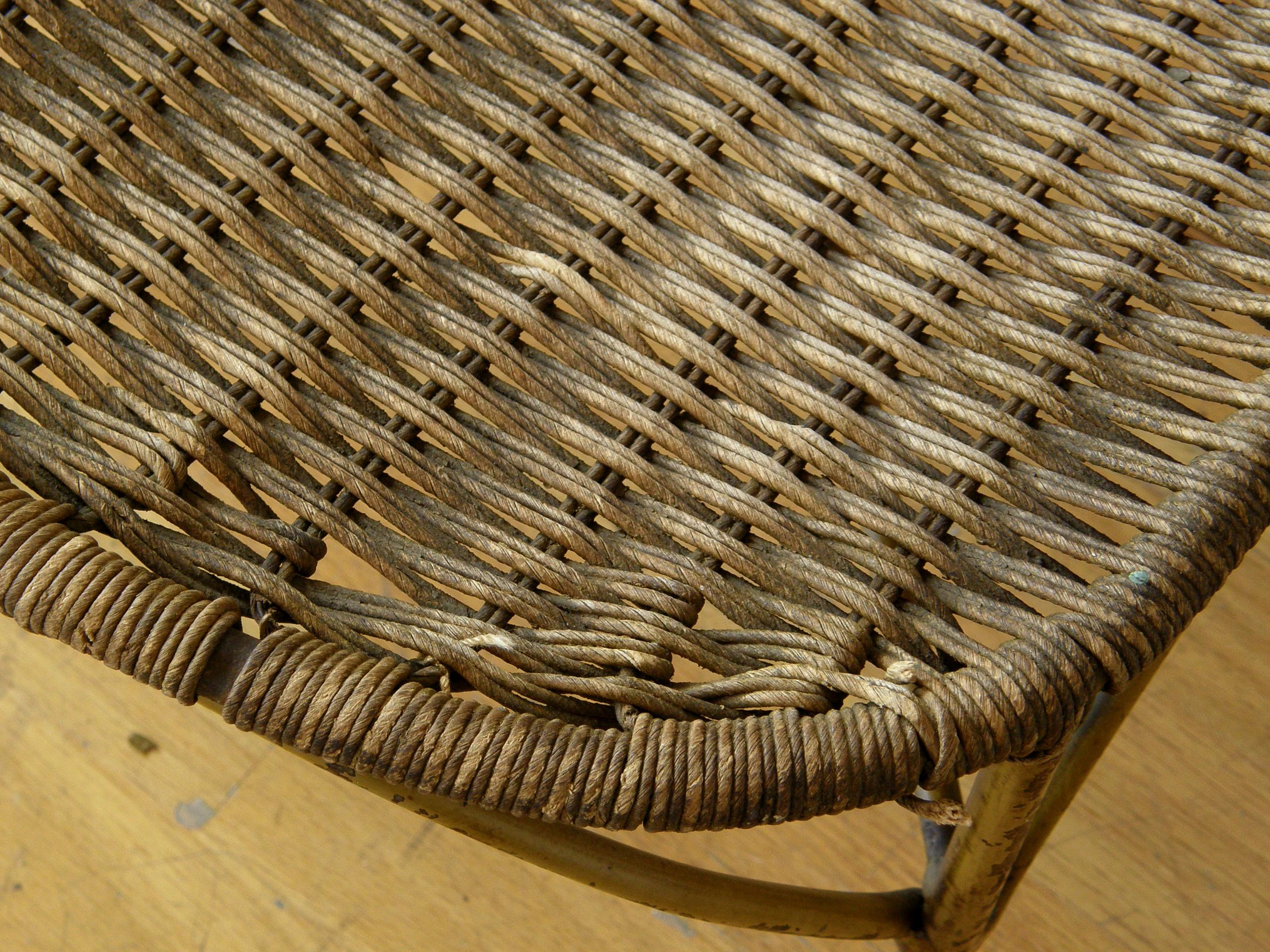 Iron and Woven Rush Pilot or Passenger Seat from a circa 1920s Aircraft For Sale 1