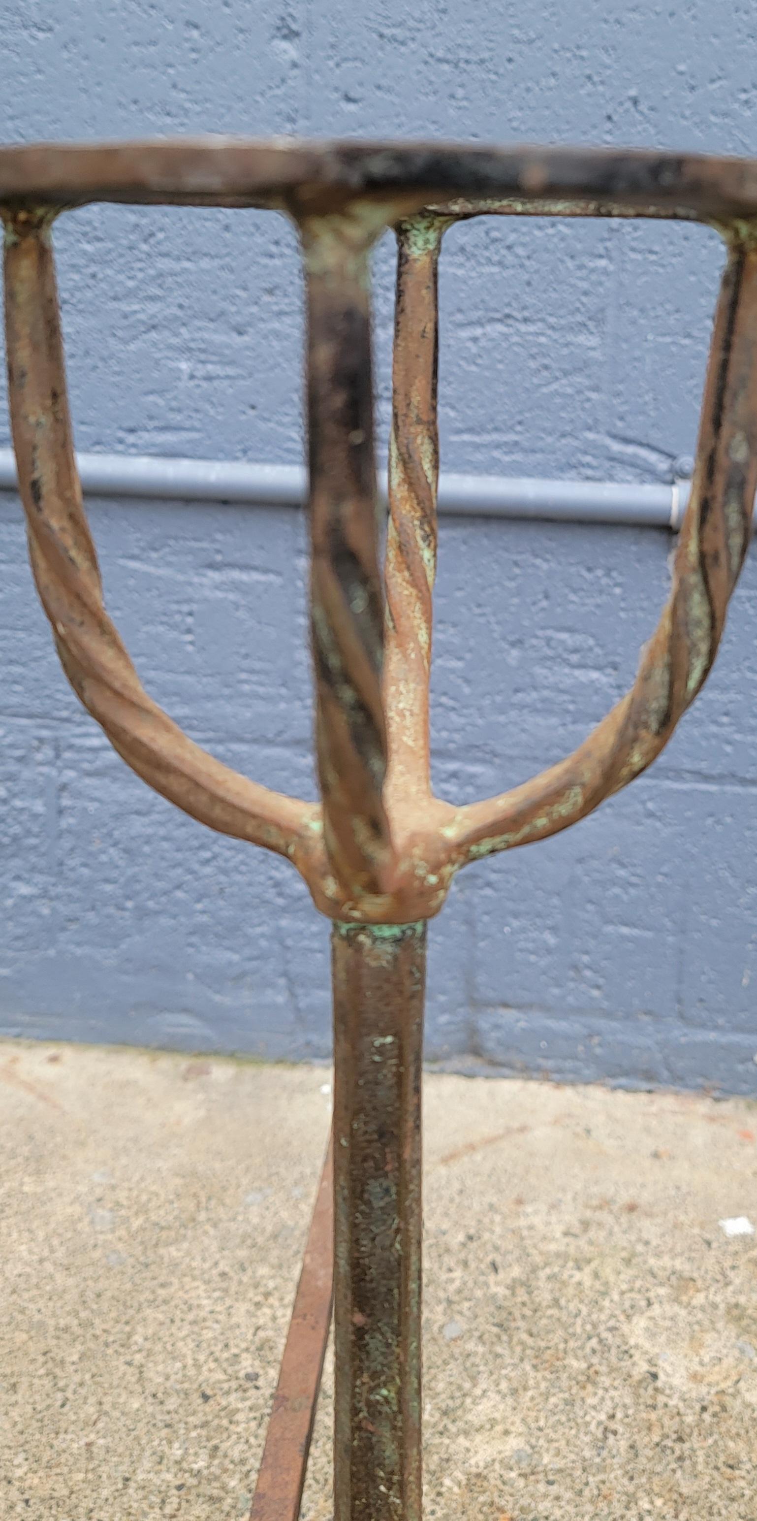 Iron Andirons & Poker Set Hand Wrought 19th Century In Good Condition In Fulton, CA