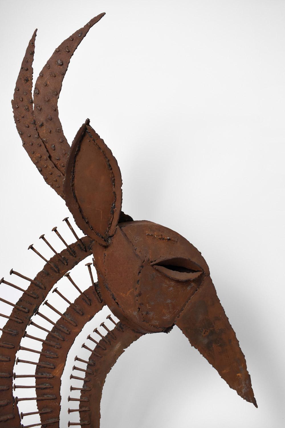 Space Age Iron Antelope Sculpture, 1970s For Sale