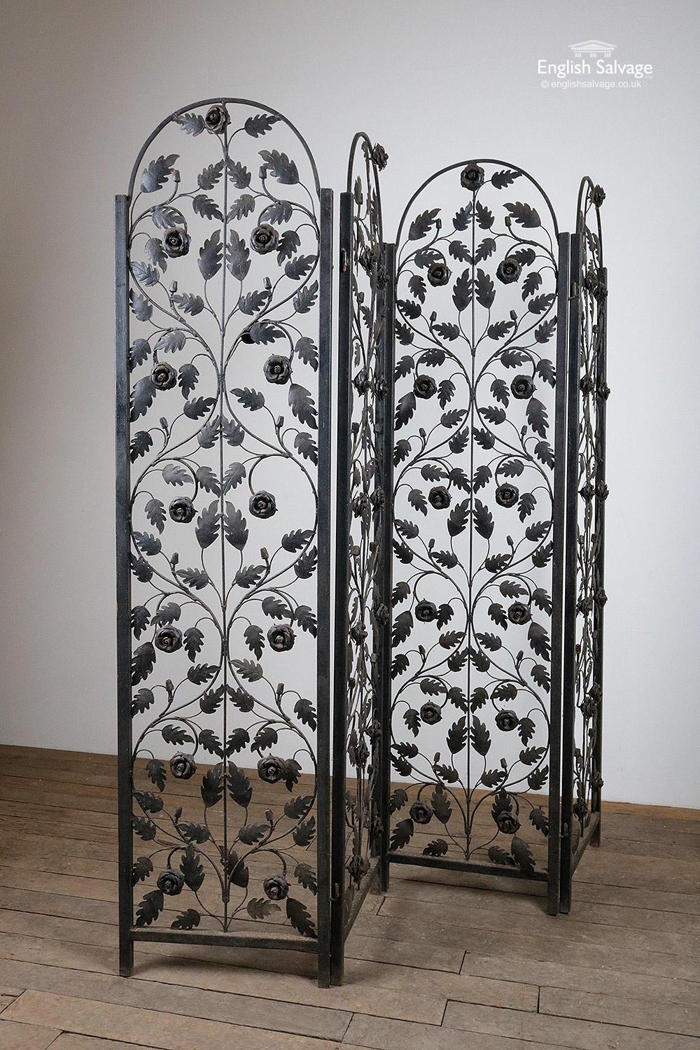 European Iron Arched Top Four-Panel Folding Screen, 20th Century For Sale