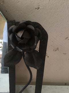 Iron Art Deco Mirror with Roses, circa 1930