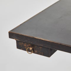 Iron Artist's Table with Glass Top