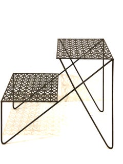 Iron Atomic Age Step end Table Midcentury