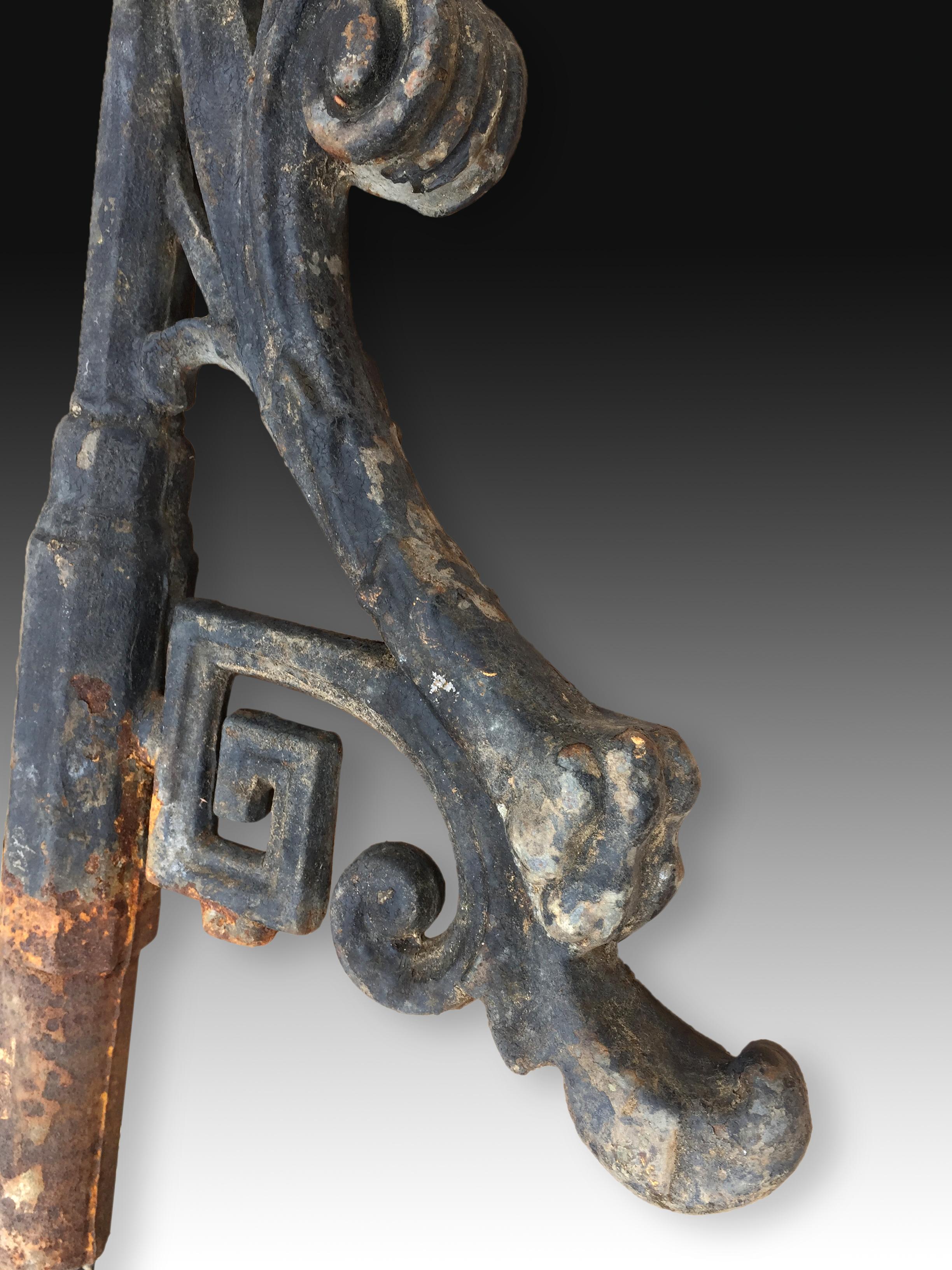 European Iron Baluster with Grotesque, 19th Century For Sale
