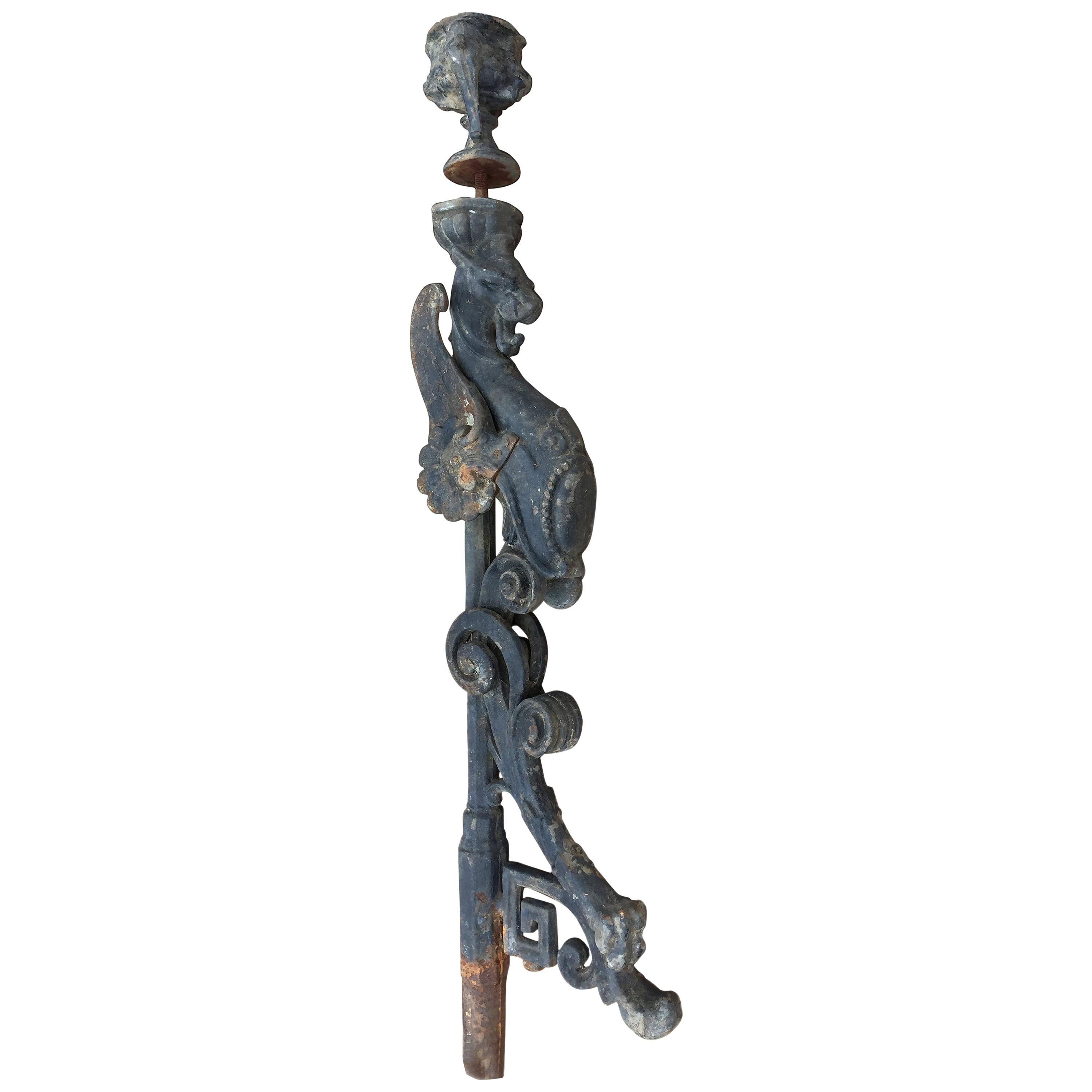 Iron Baluster with Grotesque, 19th Century For Sale