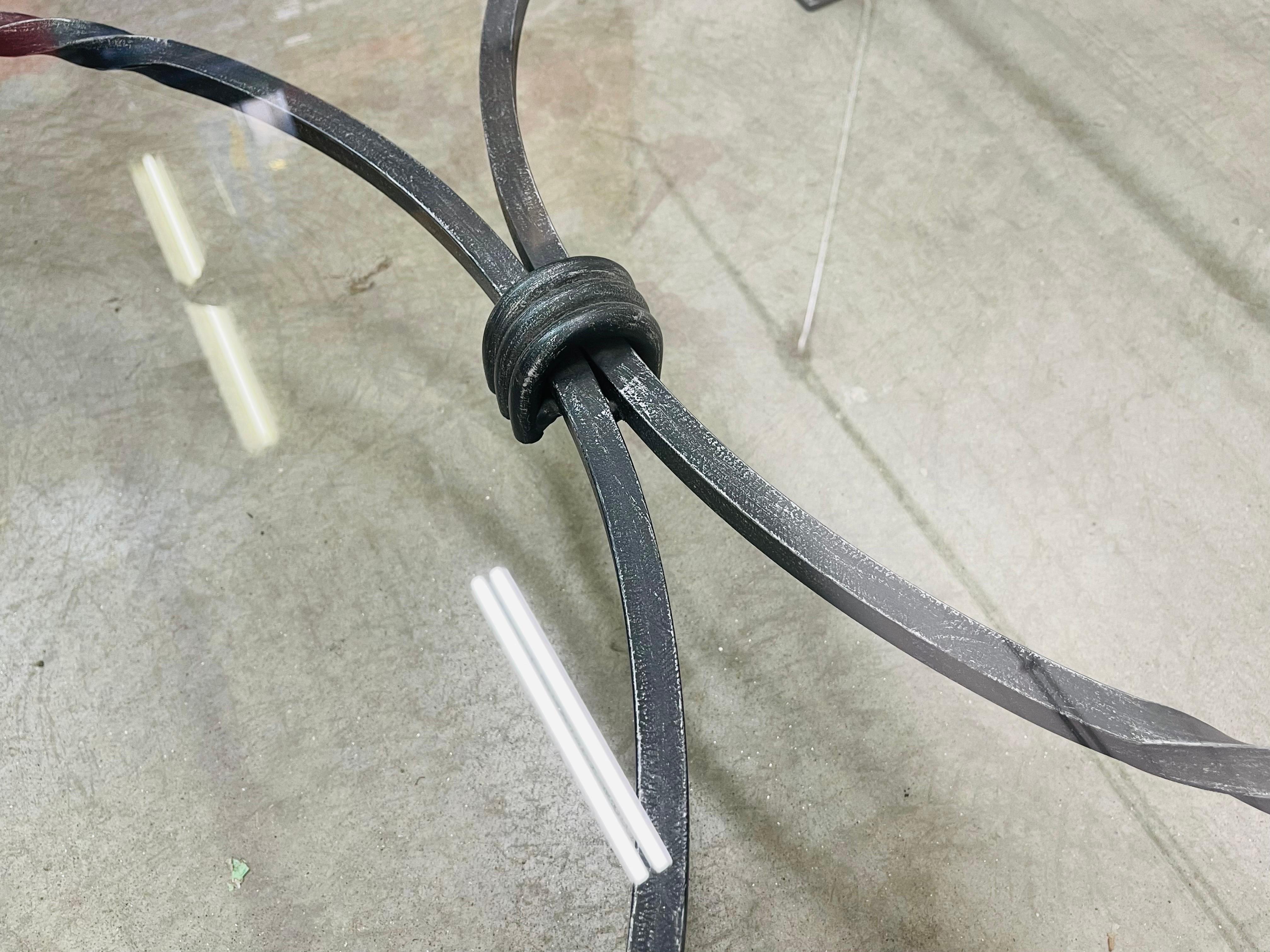 Iron Base and Glass Top Square Coffee Table For Sale at 1stDibs