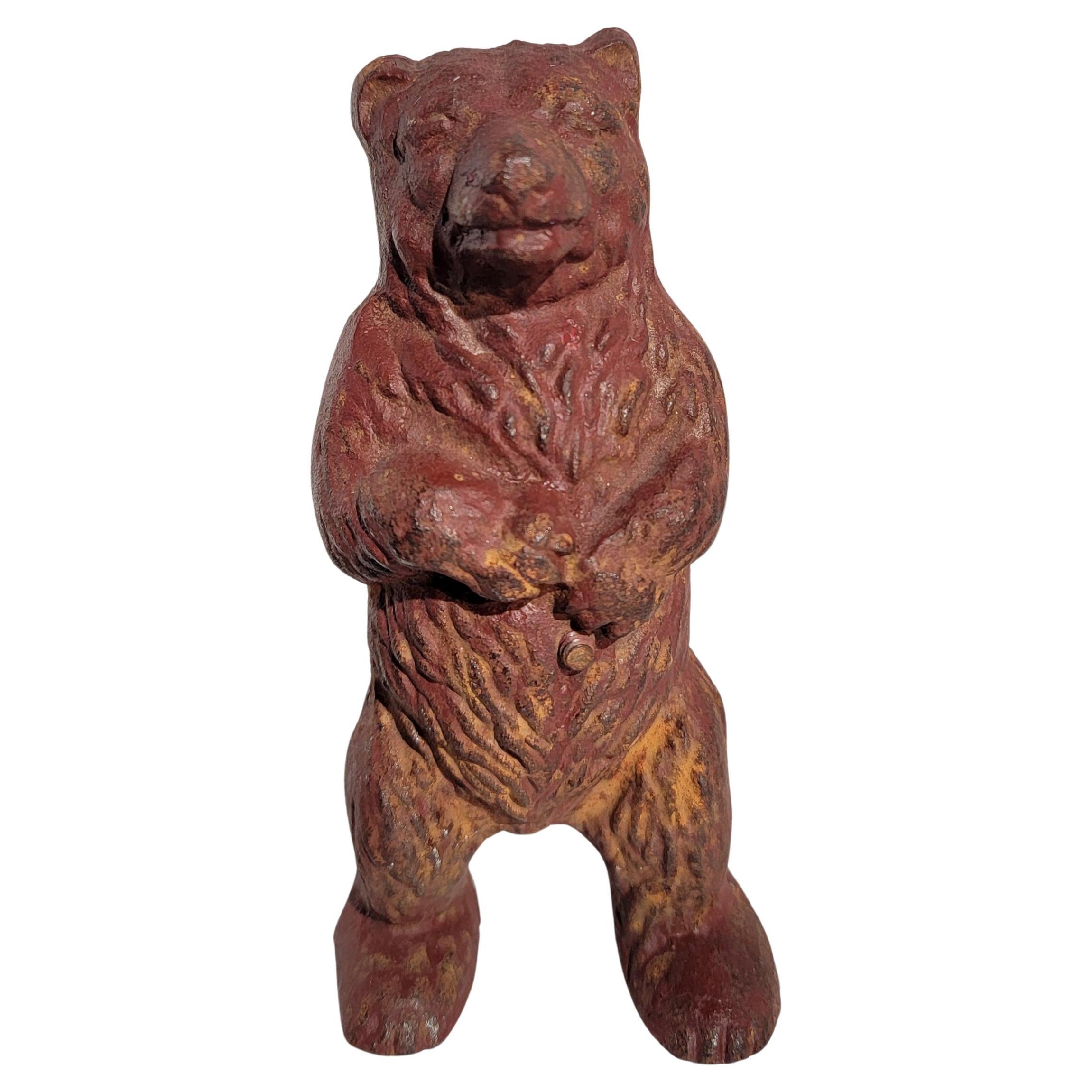 Iron Bear Coin Bank Sculpture For Sale