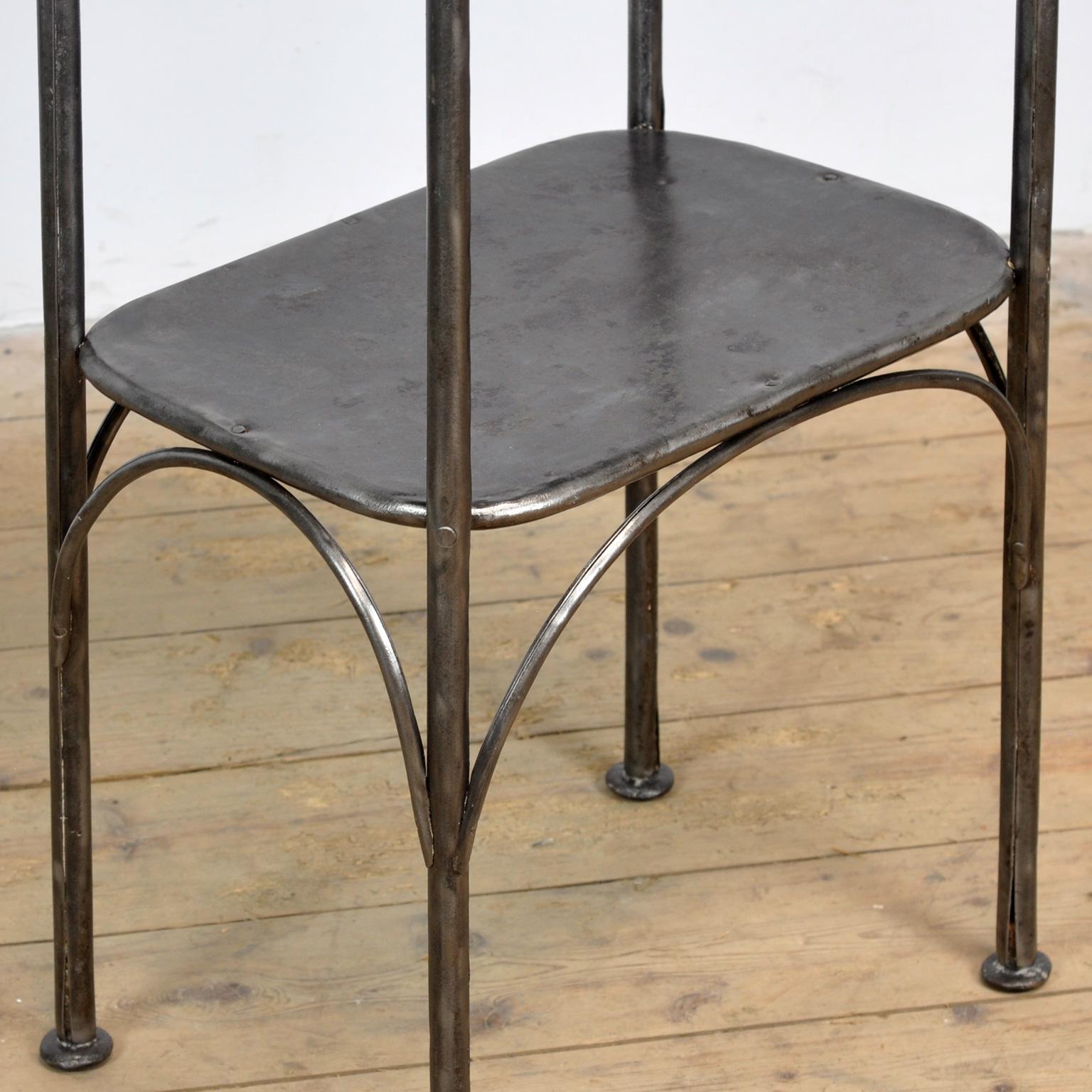Polished Iron Bedside Table, 1910s