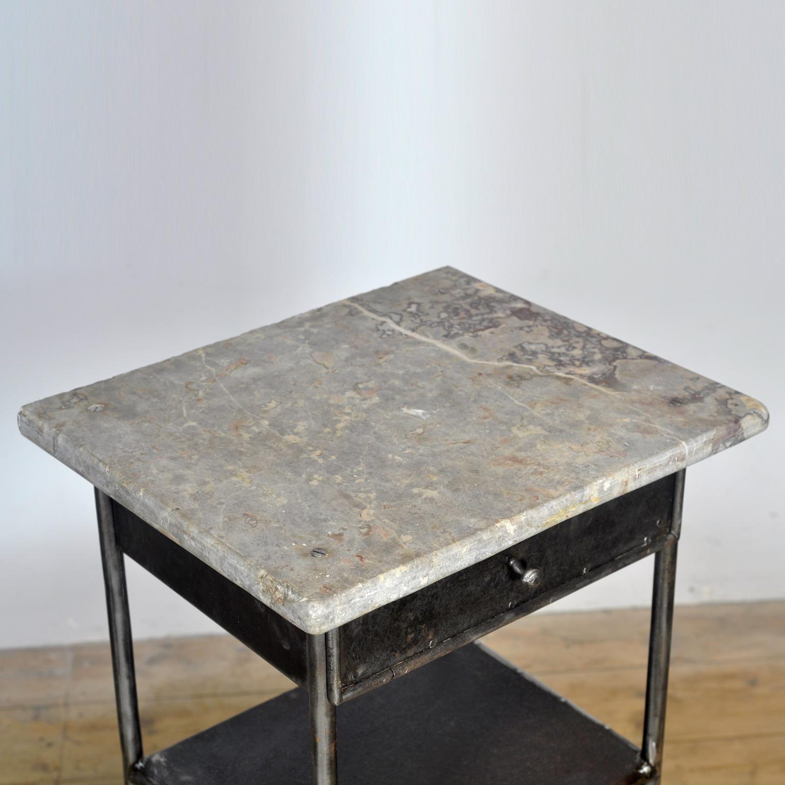 Début du 20ème siècle Iron bedside table with marble top, 1910 en vente