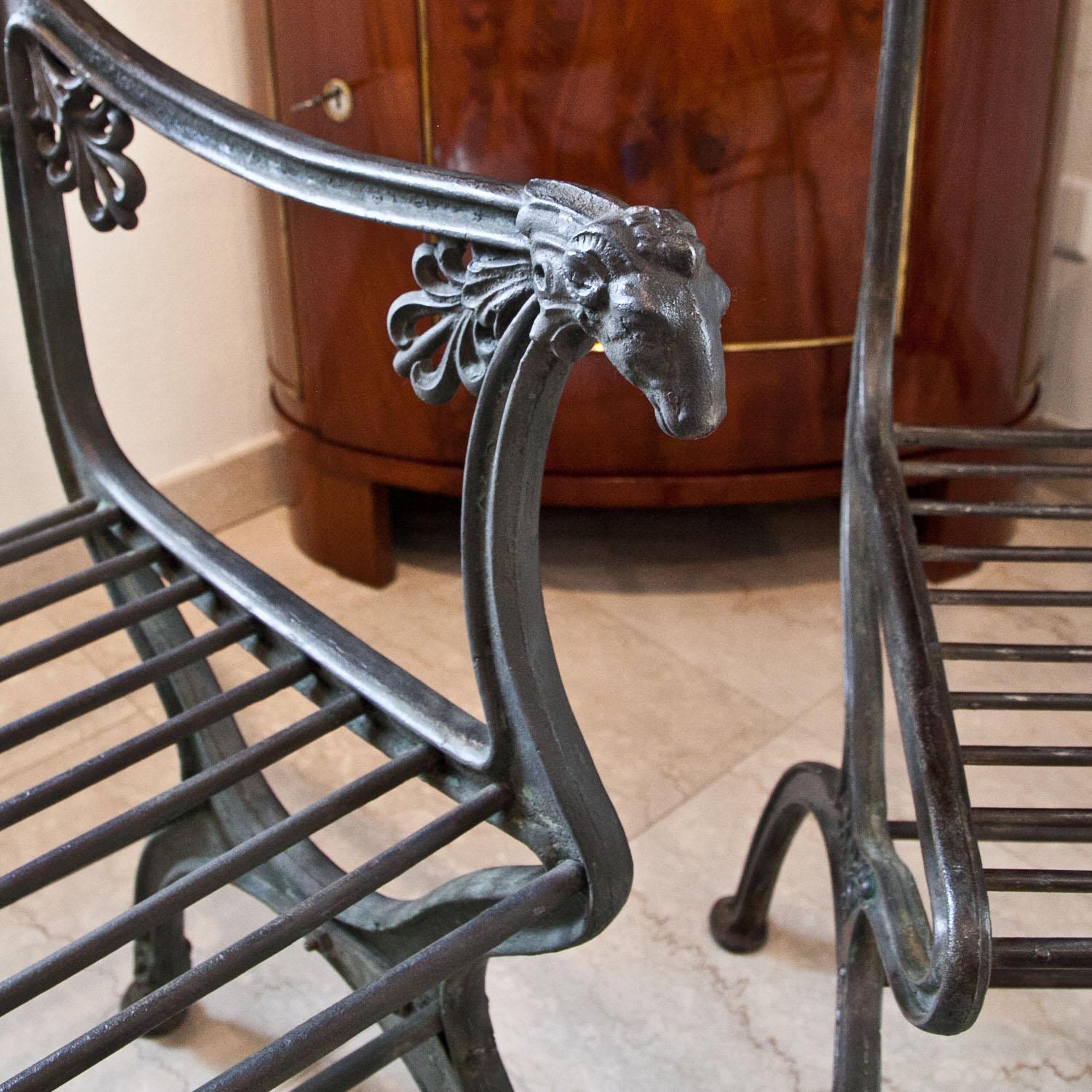 Neoclassical Iron Bench after a Design by Karl Friedrich Schinkel, Mid-19th Century