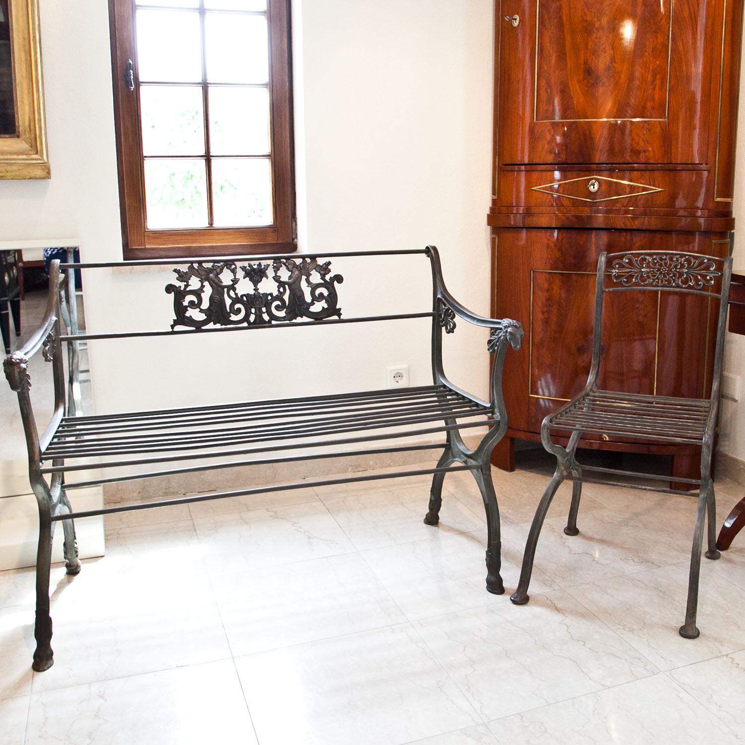 Iron Bench after a Design by Karl Friedrich Schinkel, Mid-19th Century In Good Condition In Greding, DE