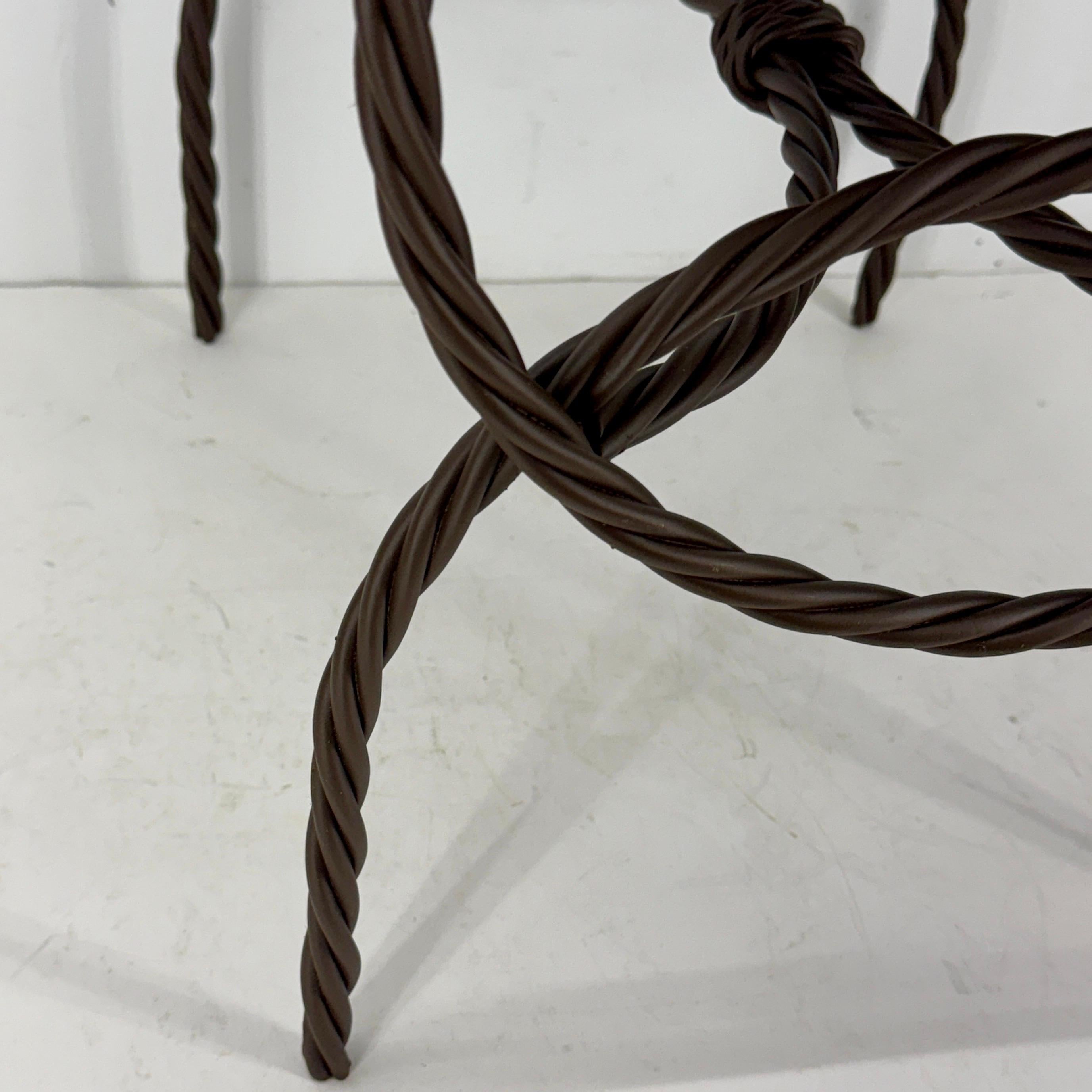 Iron Bench Side Table Stool- Louis Vuitton Monogram Fabric For Sale 2