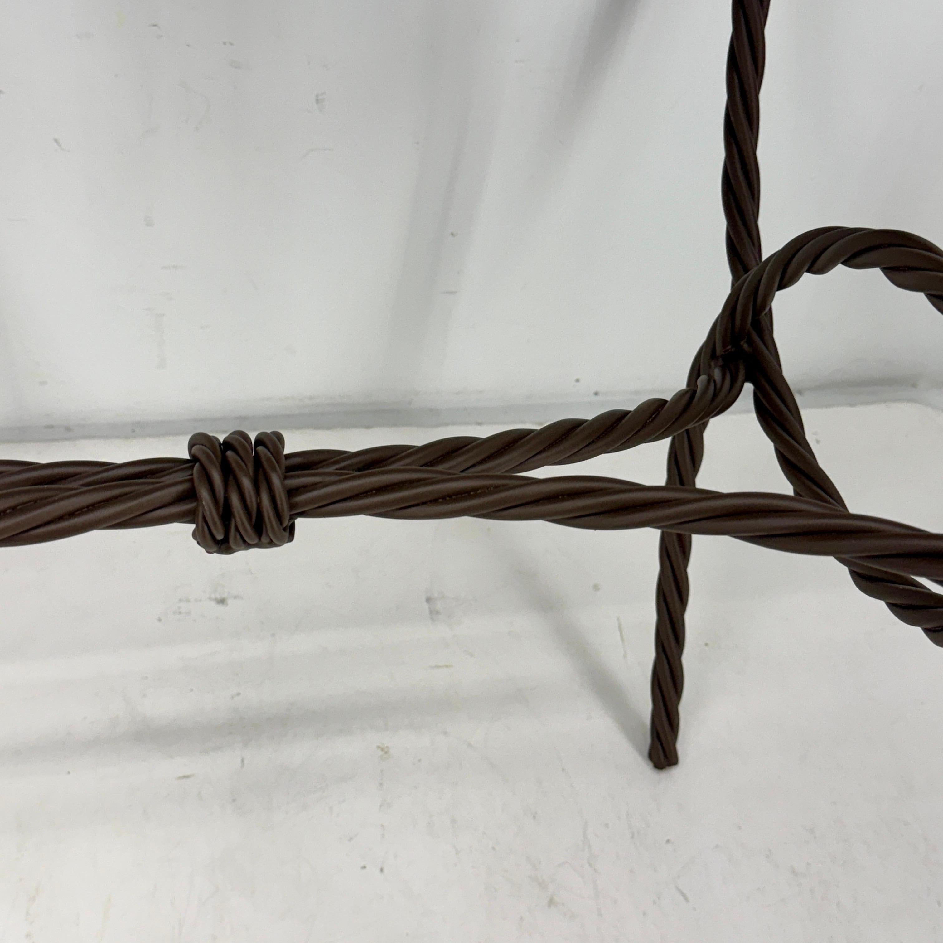 Iron Bench Side Table Stool- Louis Vuitton Monogram Fabric For Sale 6