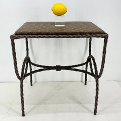 Iron Bench Side Table Stool Louis Vuitton Monogram Fabric