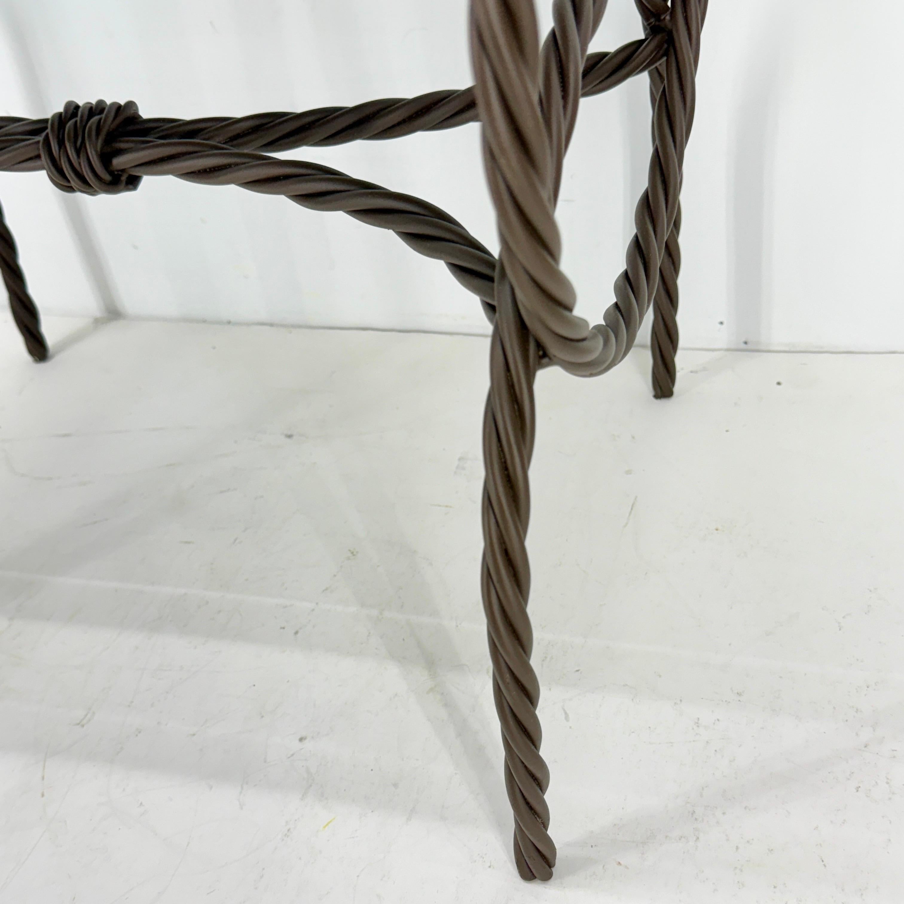 French Iron Bench Side Table Stool- Louis Vuitton Monogram Fabric For Sale