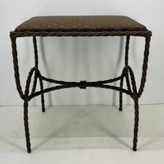 Iron Bench Side Table Stool- Louis Vuitton Monogram Fabric