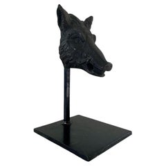 Vintage Iron Boar's Head on Custom Steel Stand