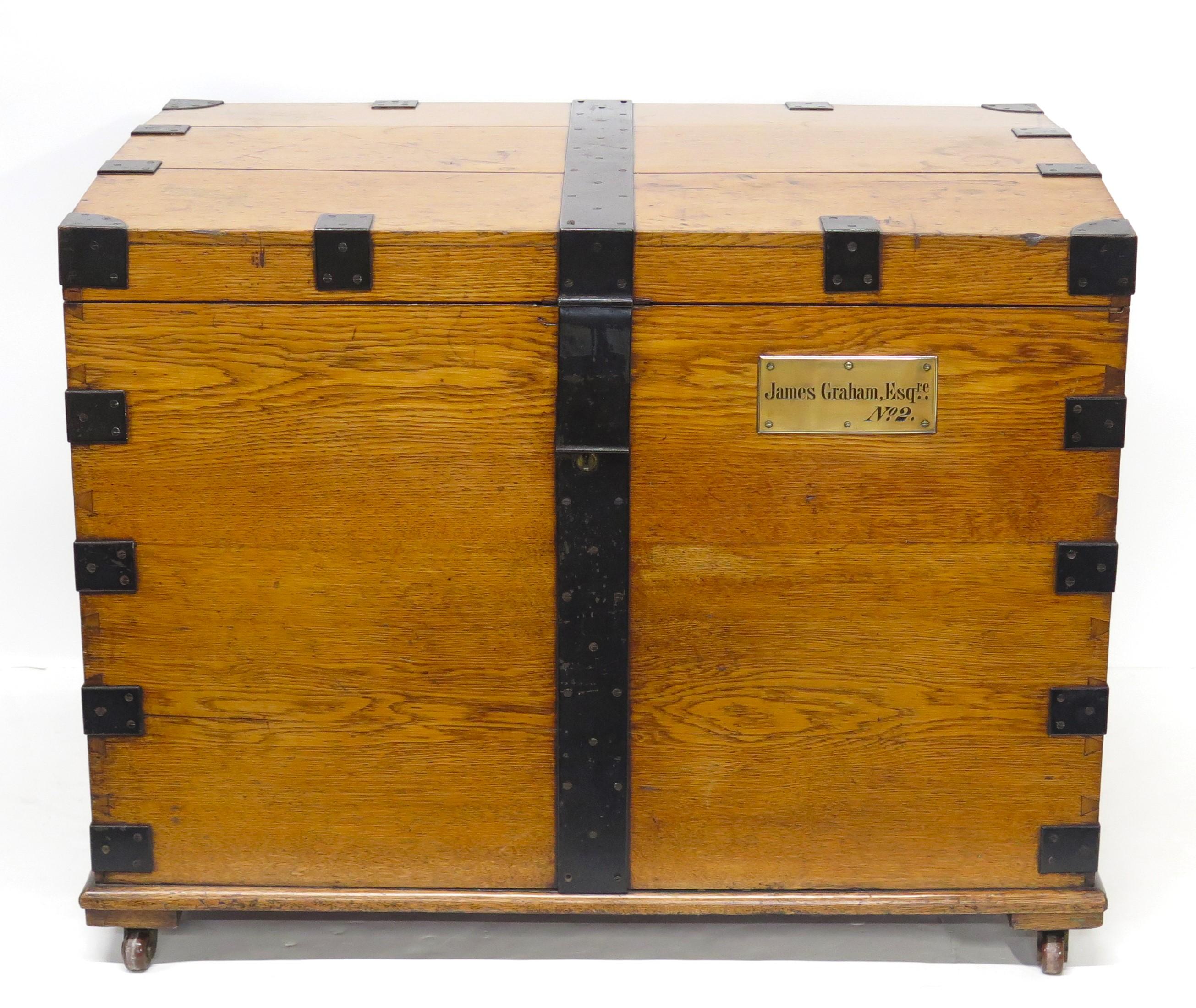 Iron Bound Oak Silver Chest from D. C. Rait & Sons, Glasgow For Sale 10