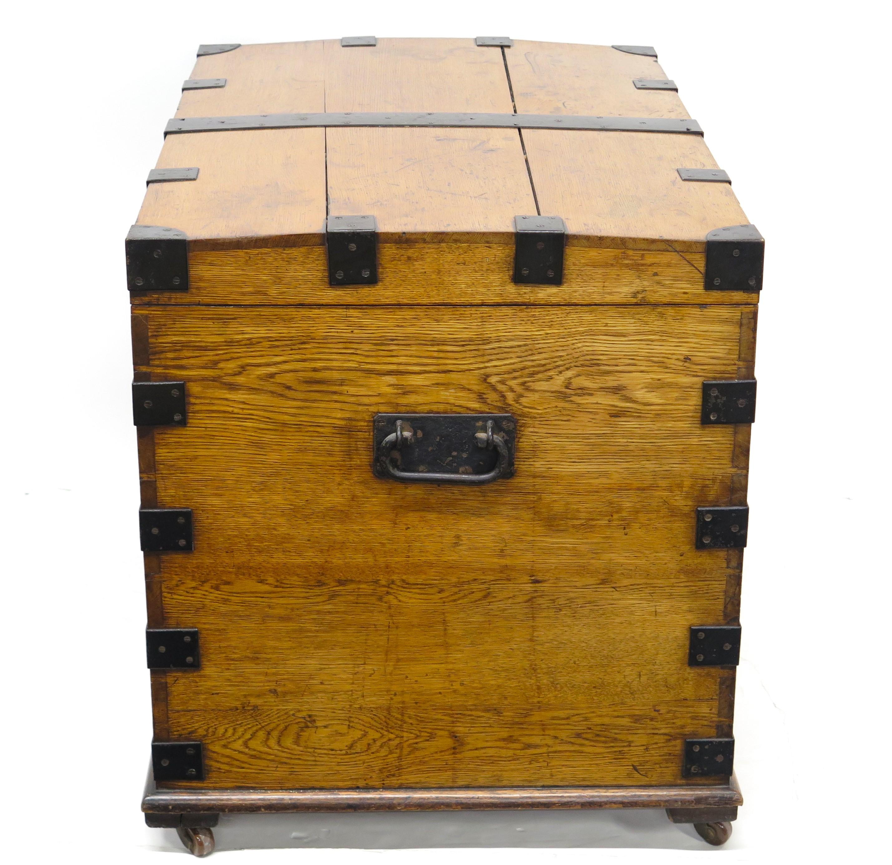 Hand-Crafted Iron Bound Oak Silver Chest from D. C. Rait & Sons, Glasgow For Sale