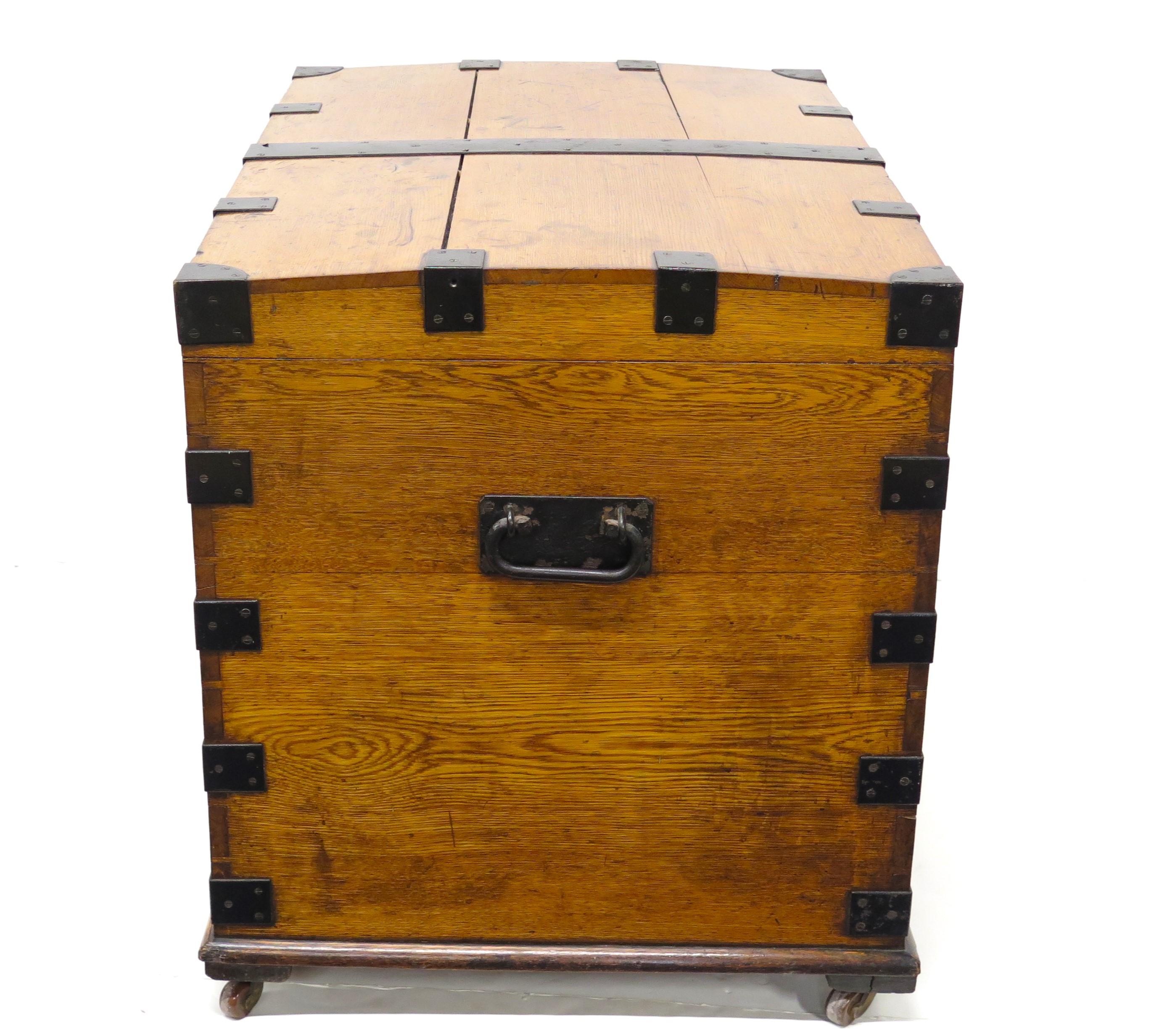 19th Century Iron Bound Oak Silver Chest from D. C. Rait & Sons, Glasgow For Sale