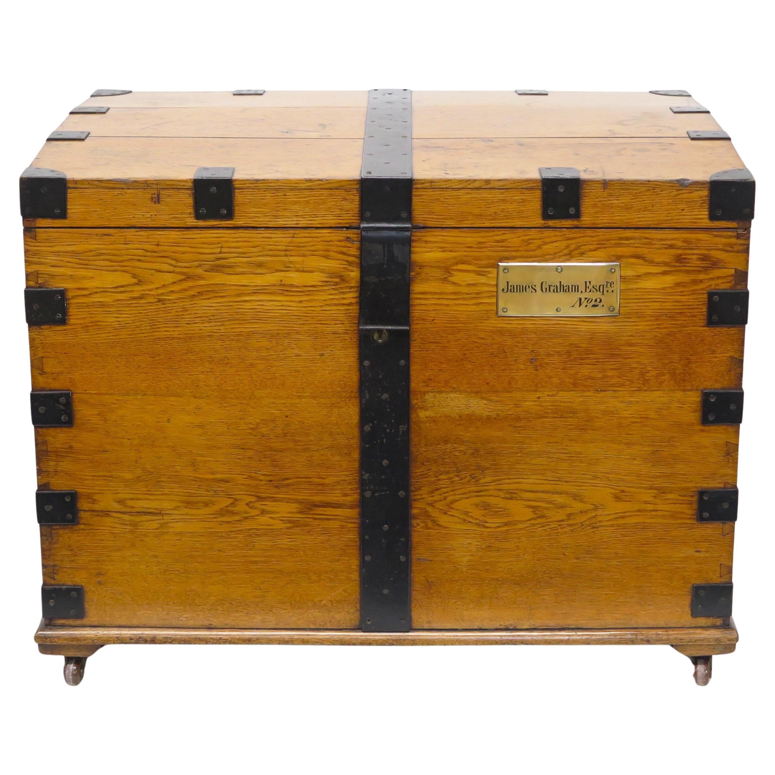 Iron Bound Oak Silver Chest from D. C. Rait & Sons, Glasgow For Sale