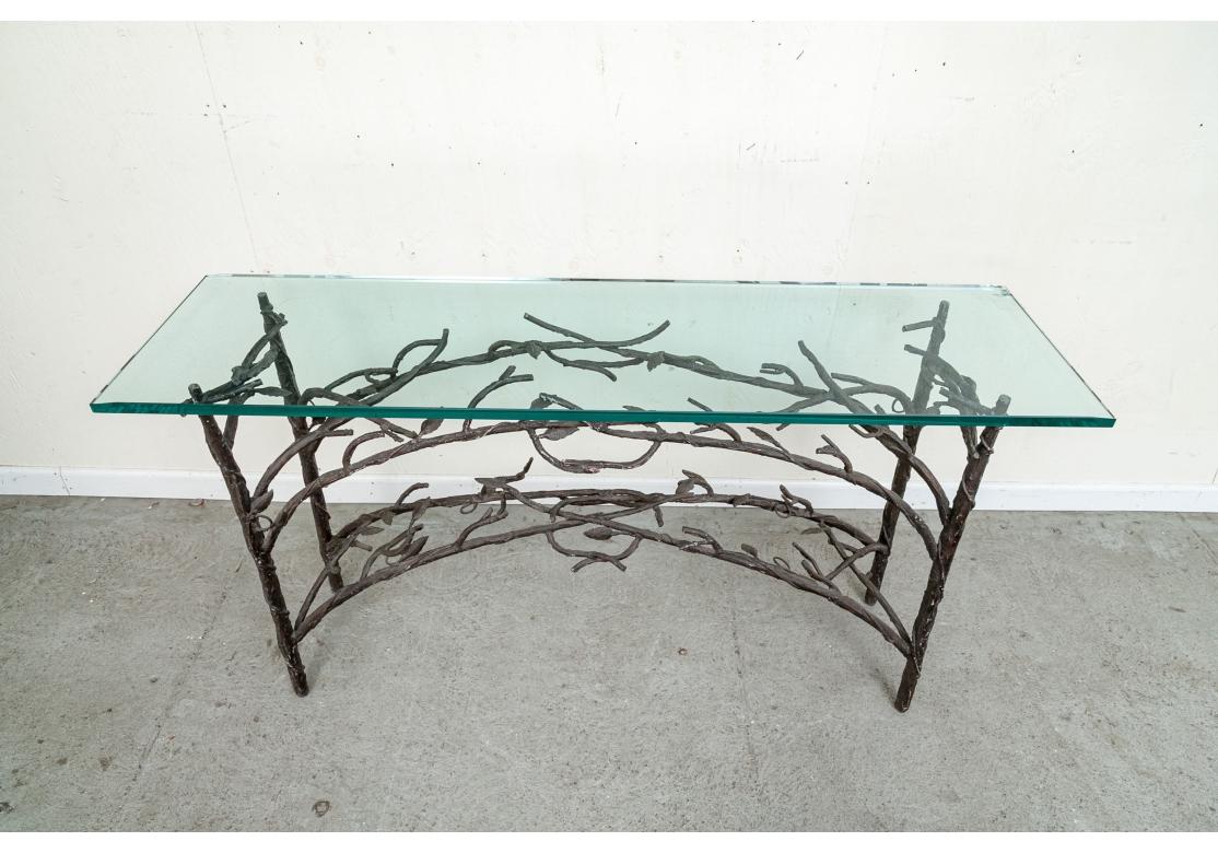 Mid-Century Modern Iron Branch Console Table After Diego Giacometti For Sale