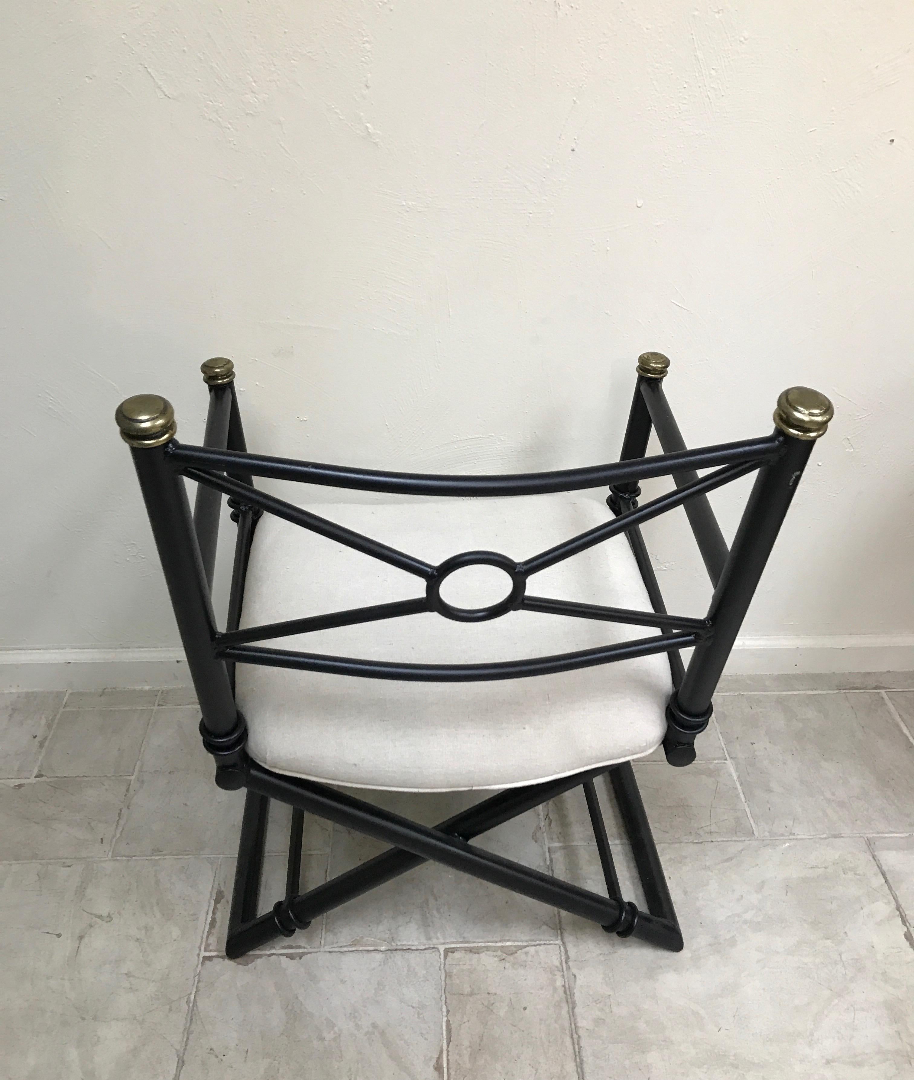 Iron & Brass Directoire Style Campaign Chair For Sale 2