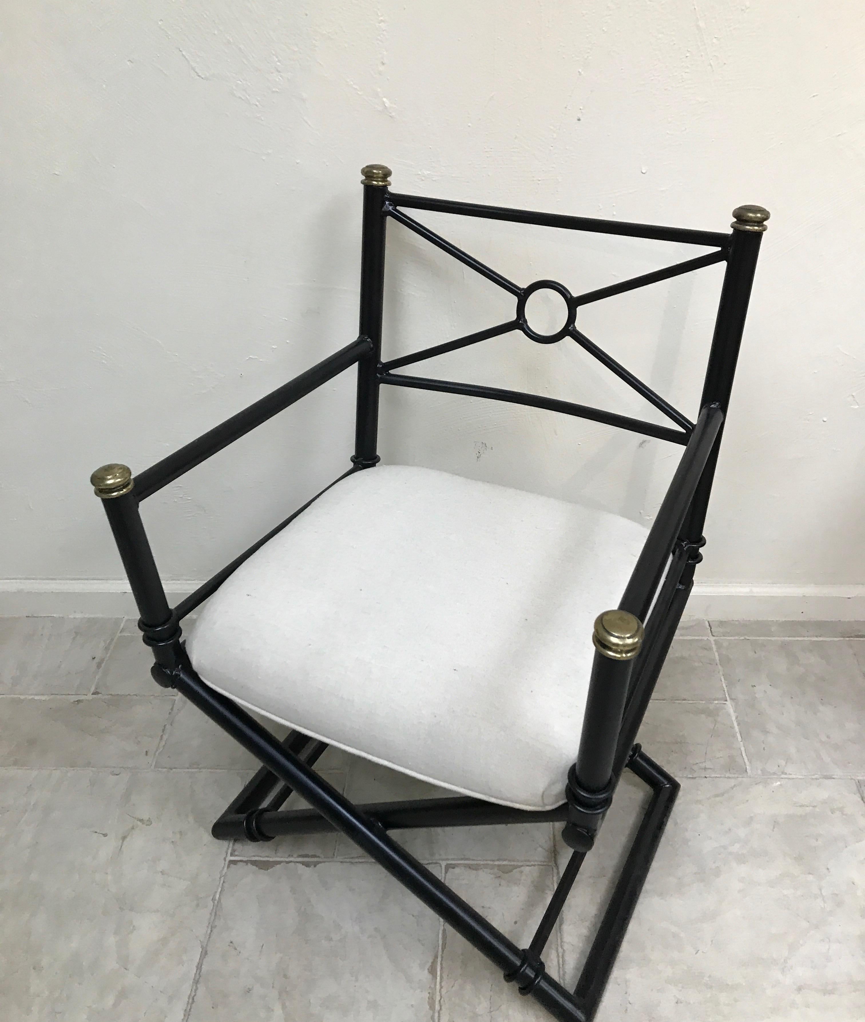 Iron & Brass Directoire Style Campaign Chair For Sale 3