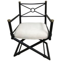 Vintage Iron & Brass Directoire Style Campaign Chair