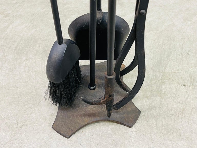 Iron and Brass Handled Fireplace Tool Set at 1stDibs