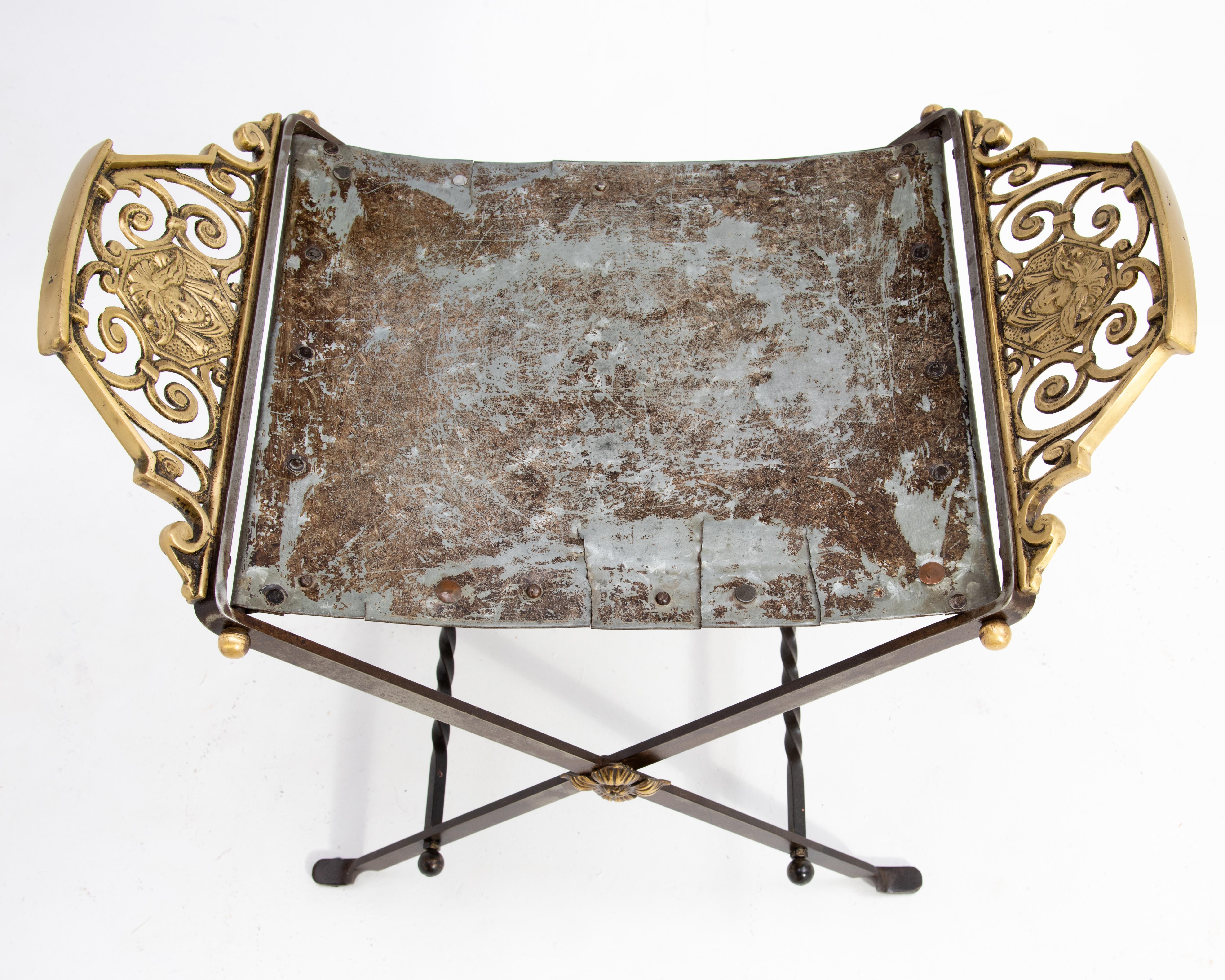 Sgabello con base a X in ferro e ottone Oscar Bruno Bach Neoclassico anni '20 in vendita 9