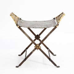 Iron Brass X-Base Seat Stool Oscar Bruno Bach Neoclassical 1920s