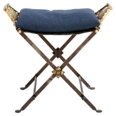 Iron Brass X-Base Seat Stool Oscar Bruno Bach Neoclassical 1920s