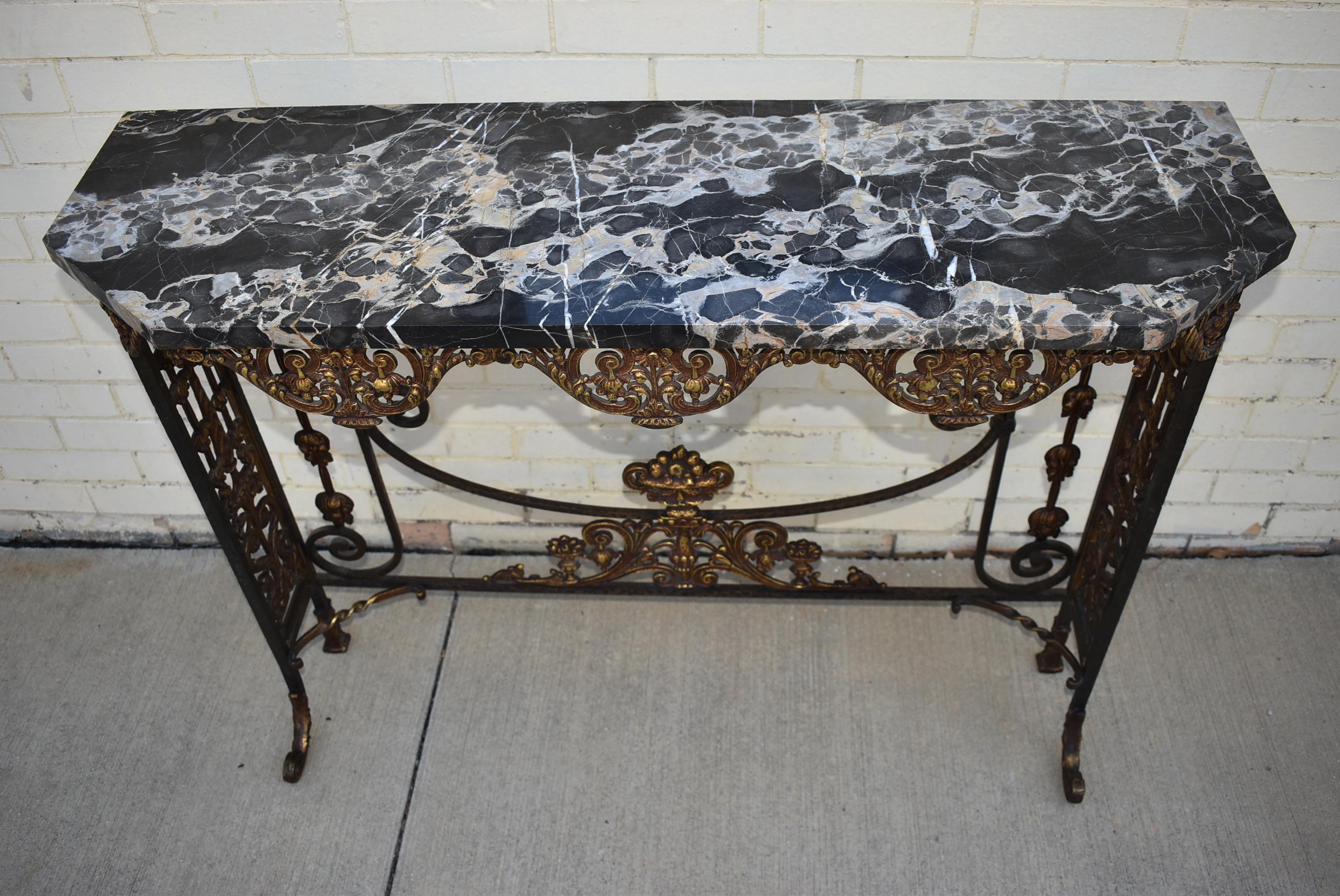 console with marble top and mirror