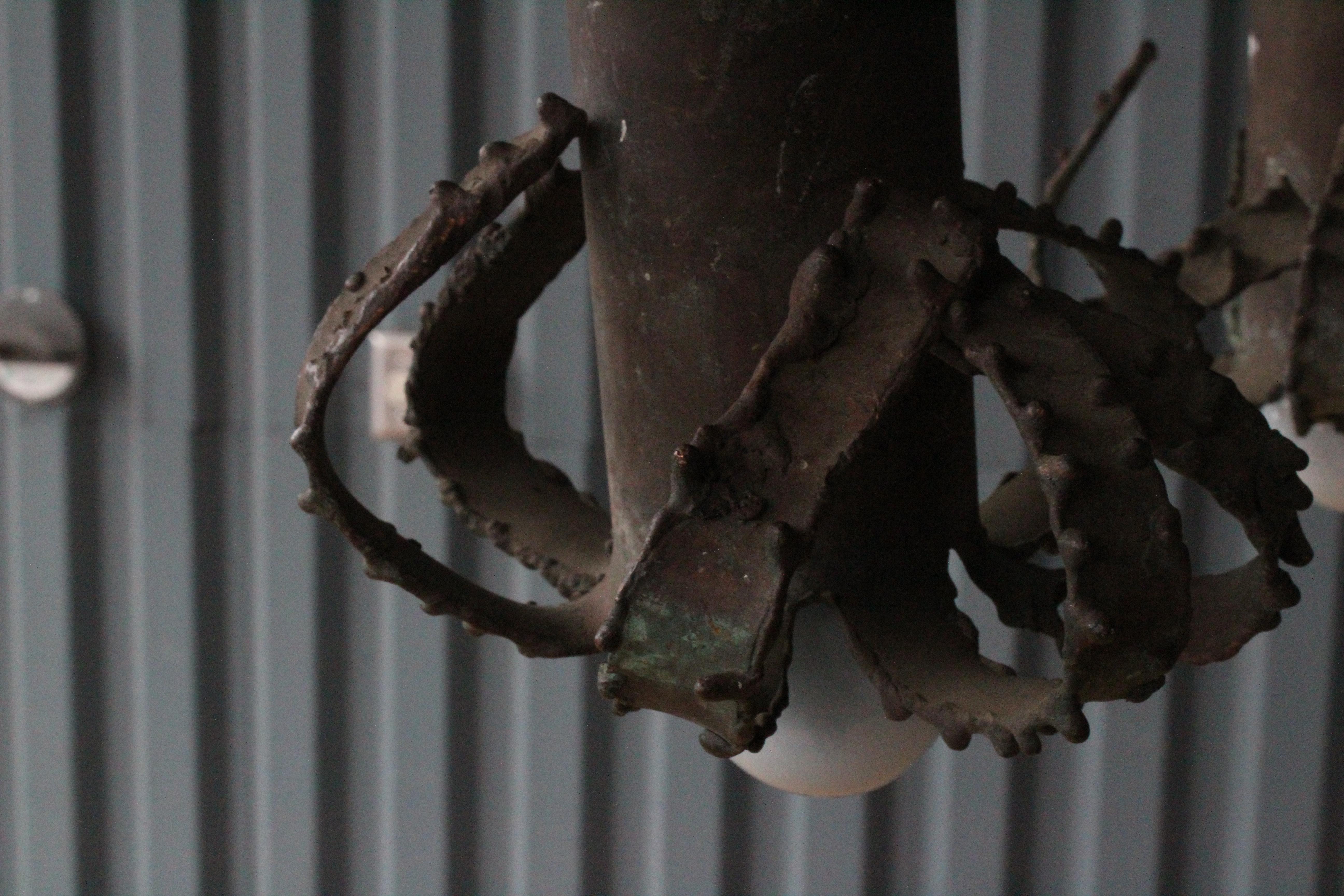 Iron Brutalist Pendant Light, 1970s 2