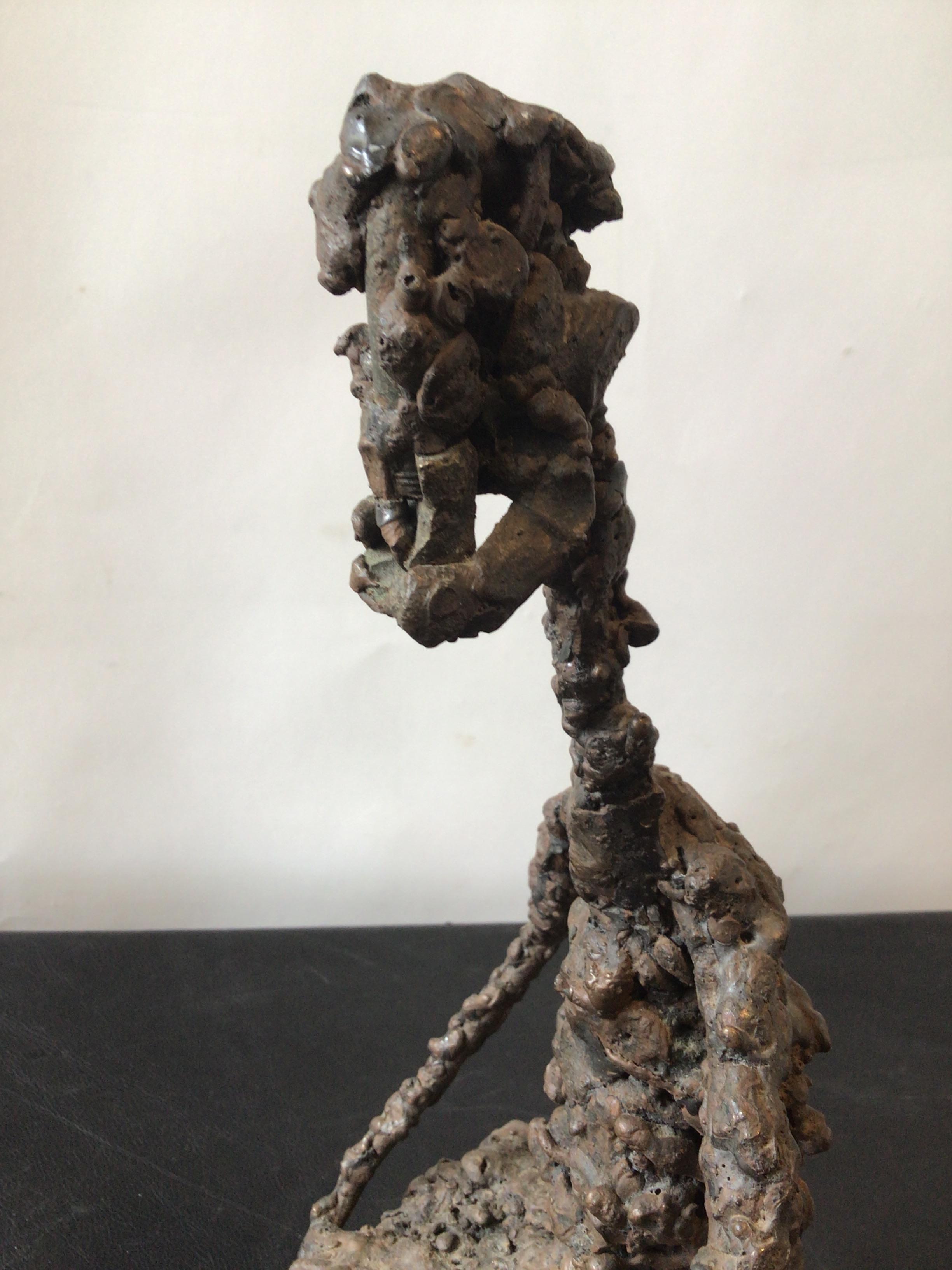 Iron Brutalist Sculpture of Seated Man 3