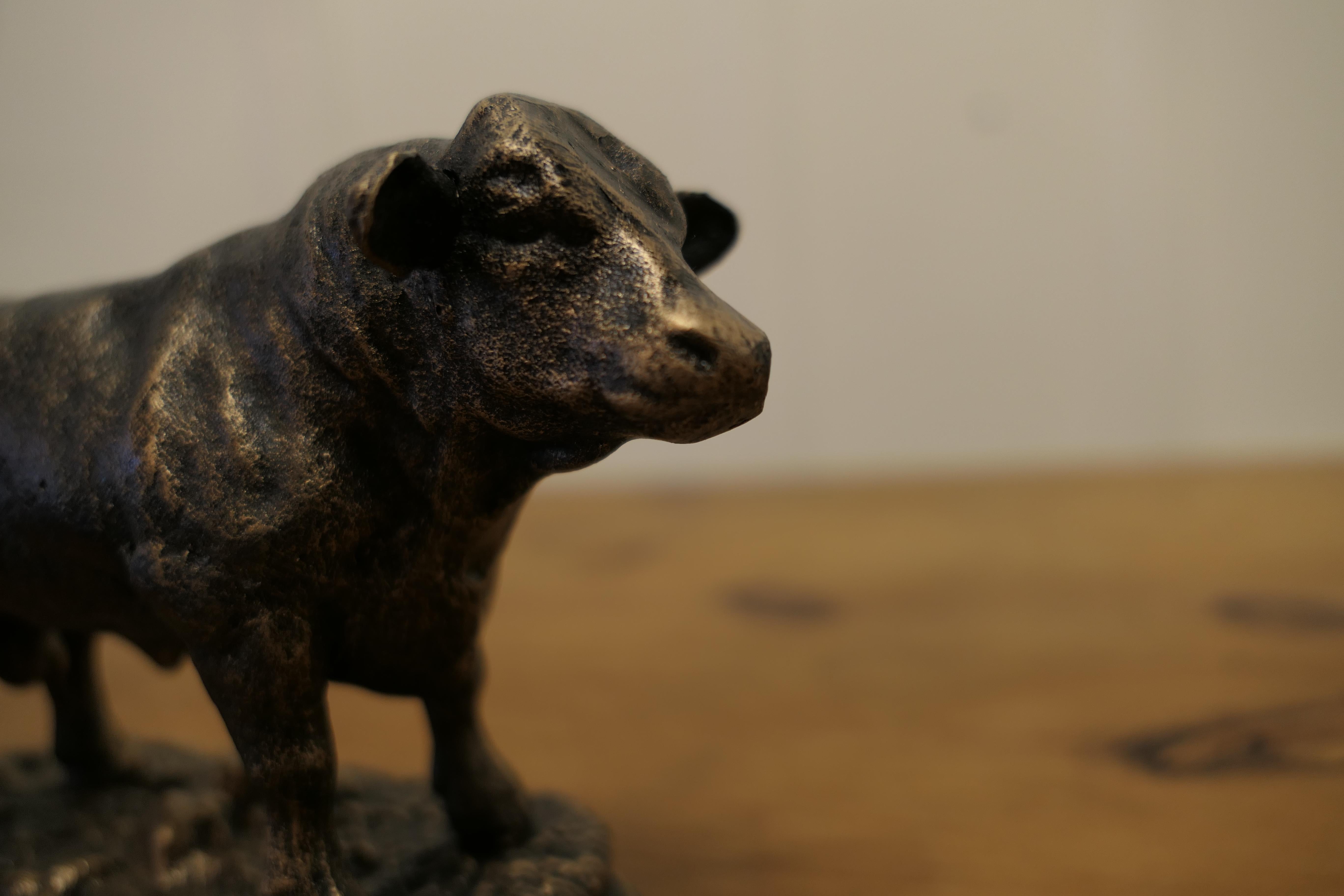 Ferro Ornamento da scrivania in ferro per tori con finitura in bronzo patinato in vendita