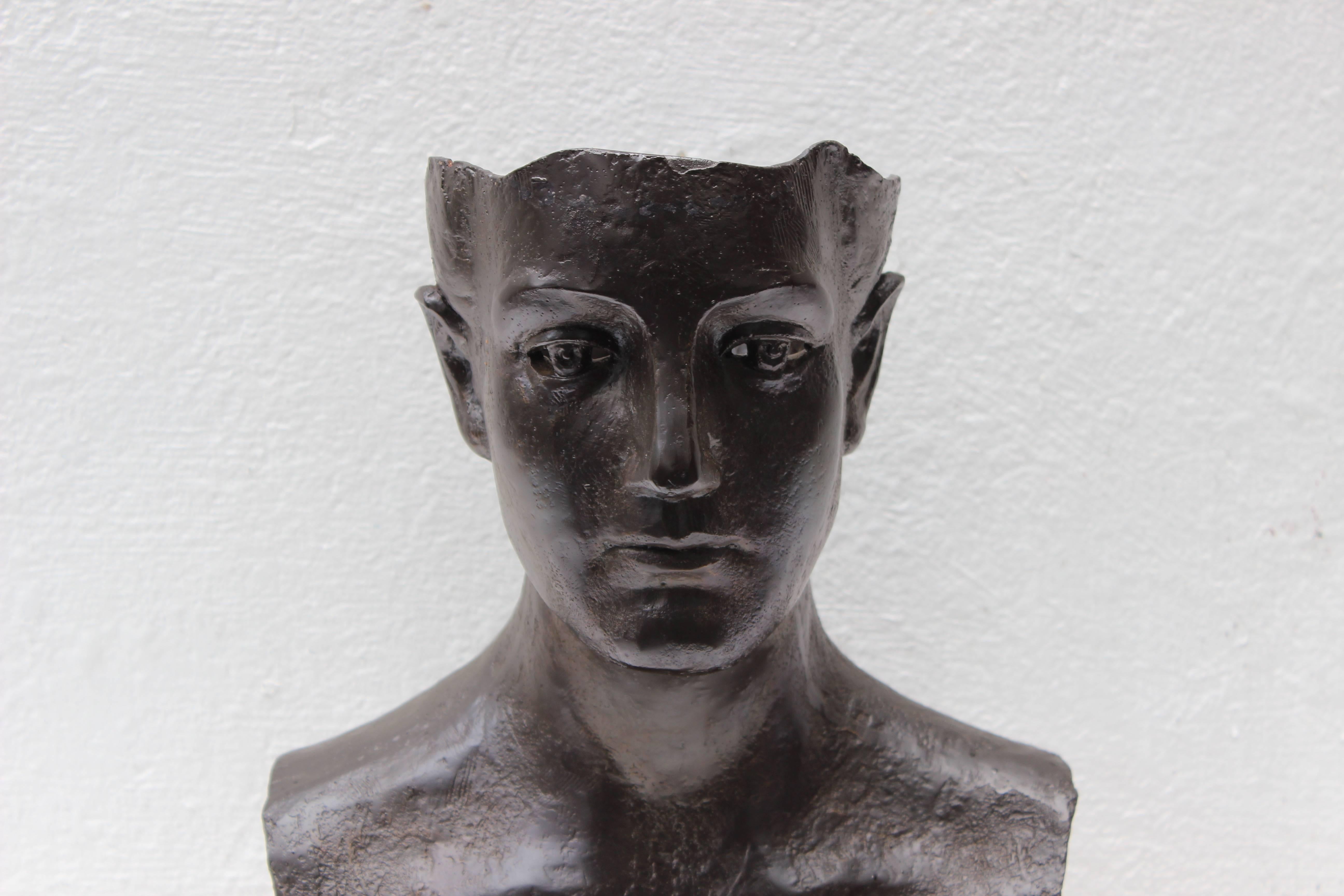 Iron Bust Sculpture In Excellent Condition In East Hampton, NY