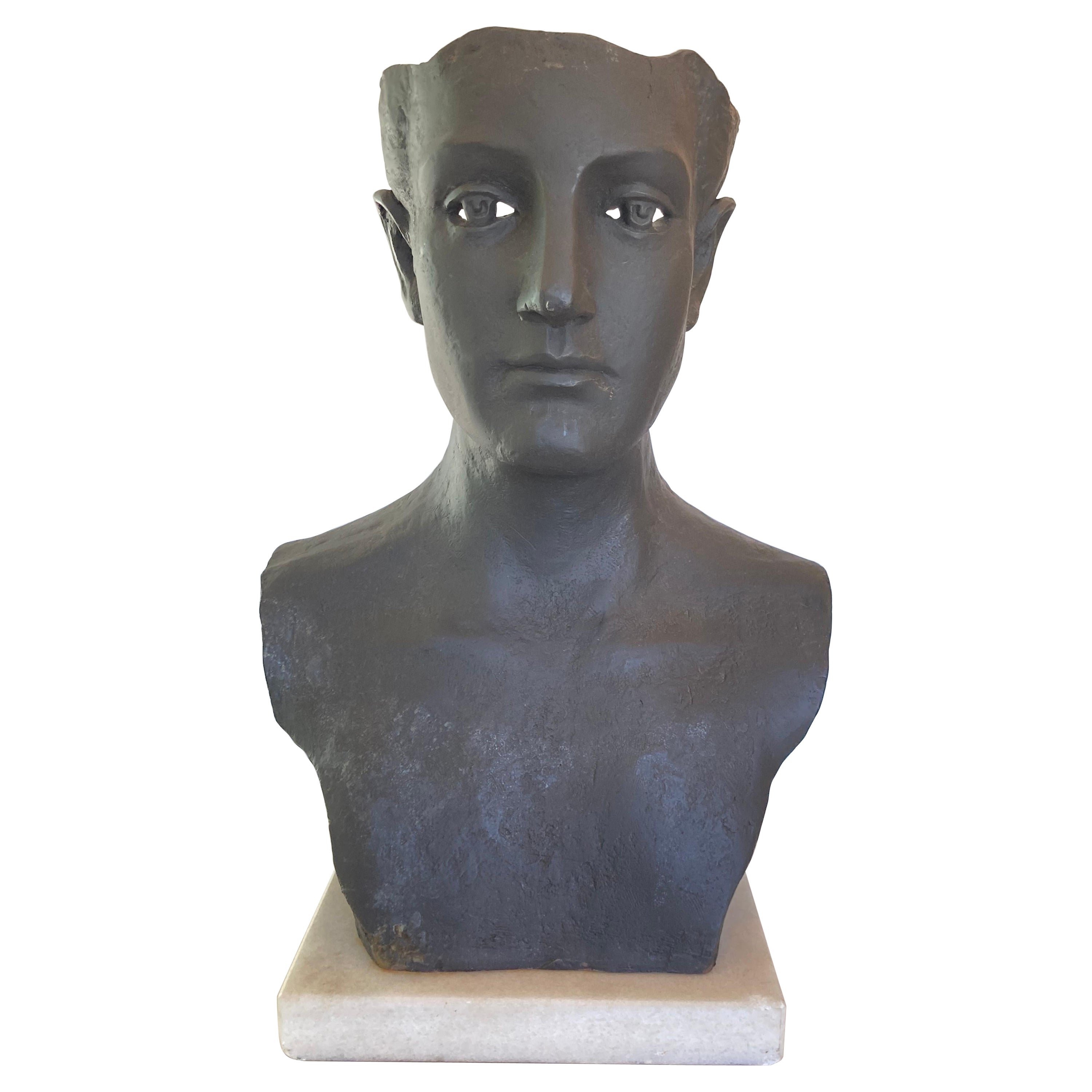 Scultura con busto in ferro