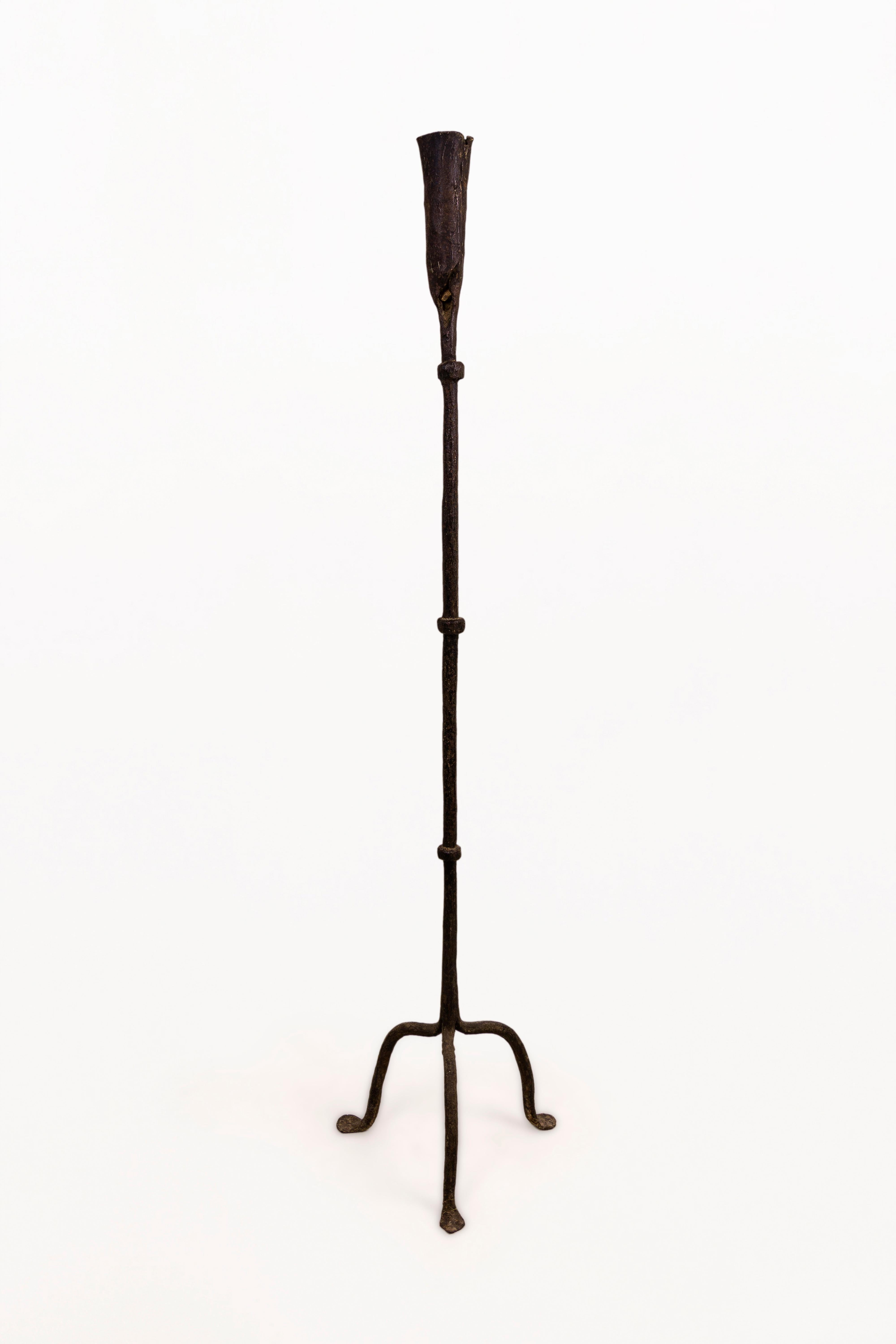 Medieval Iron Candleholder, 15th Century, Spain