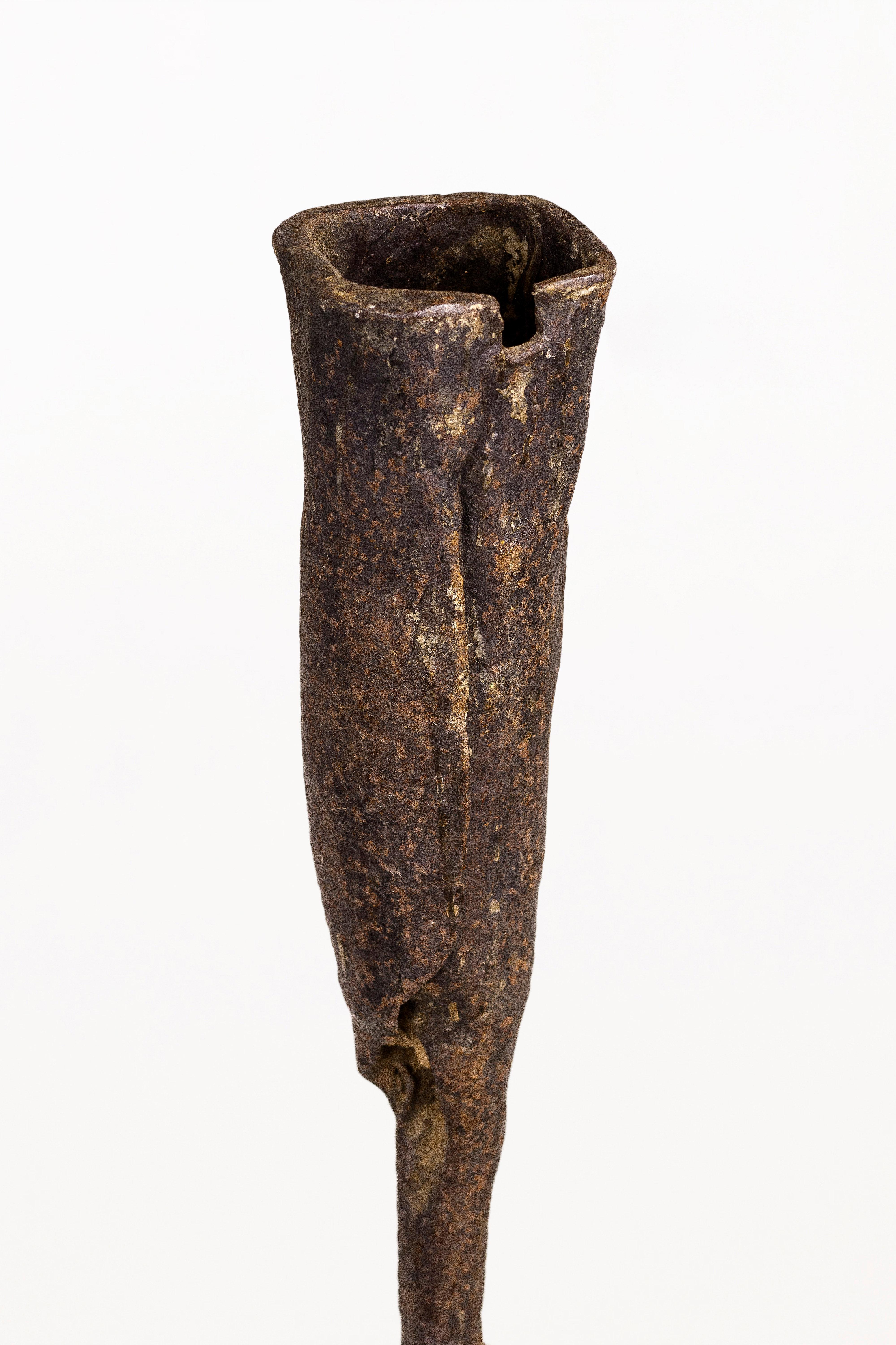 Spanish Iron Candleholder, 15th Century, Spain