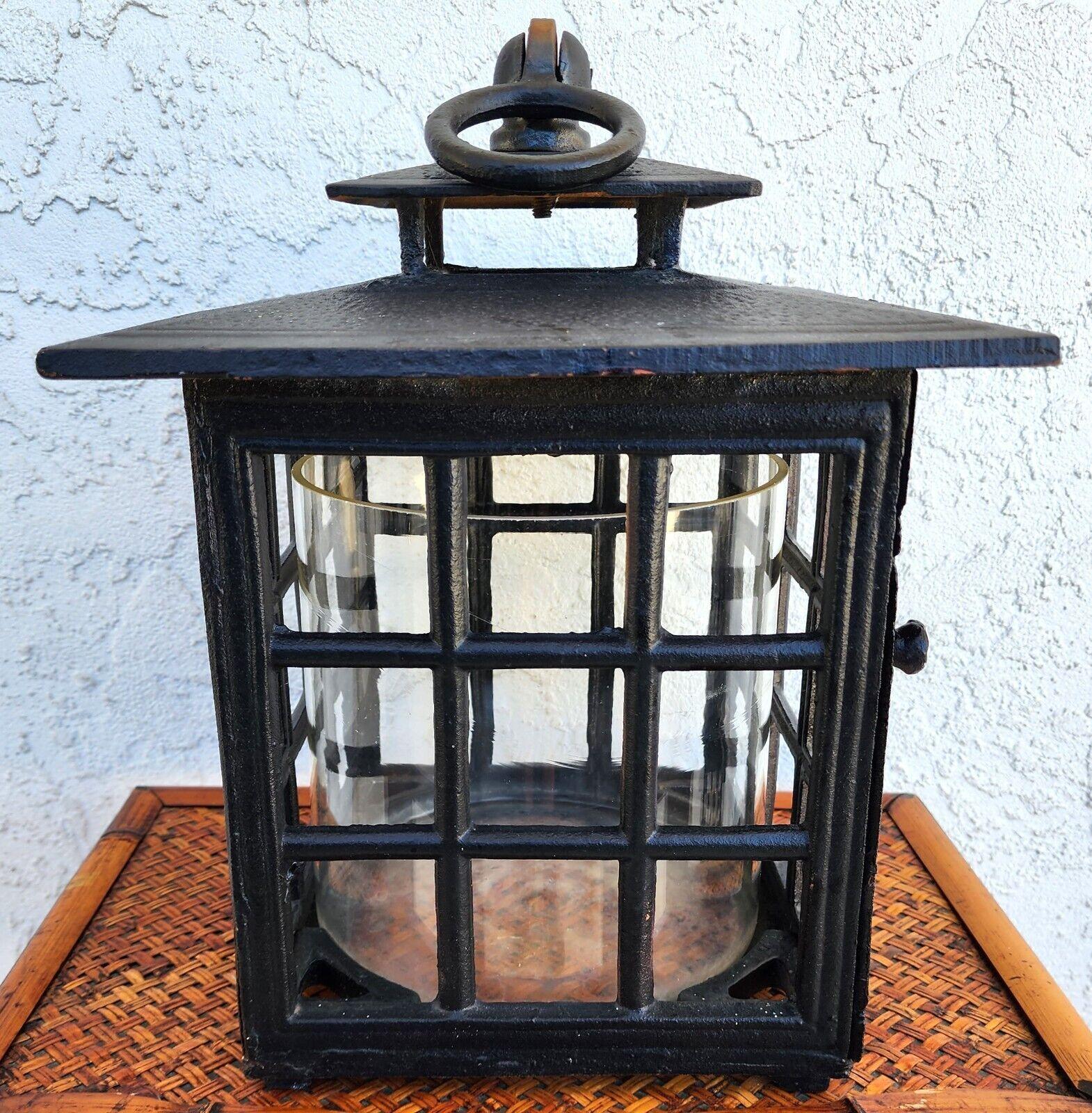 Iron Candle Lantern Mid Century Huge 30 Pounds For Sale 7
